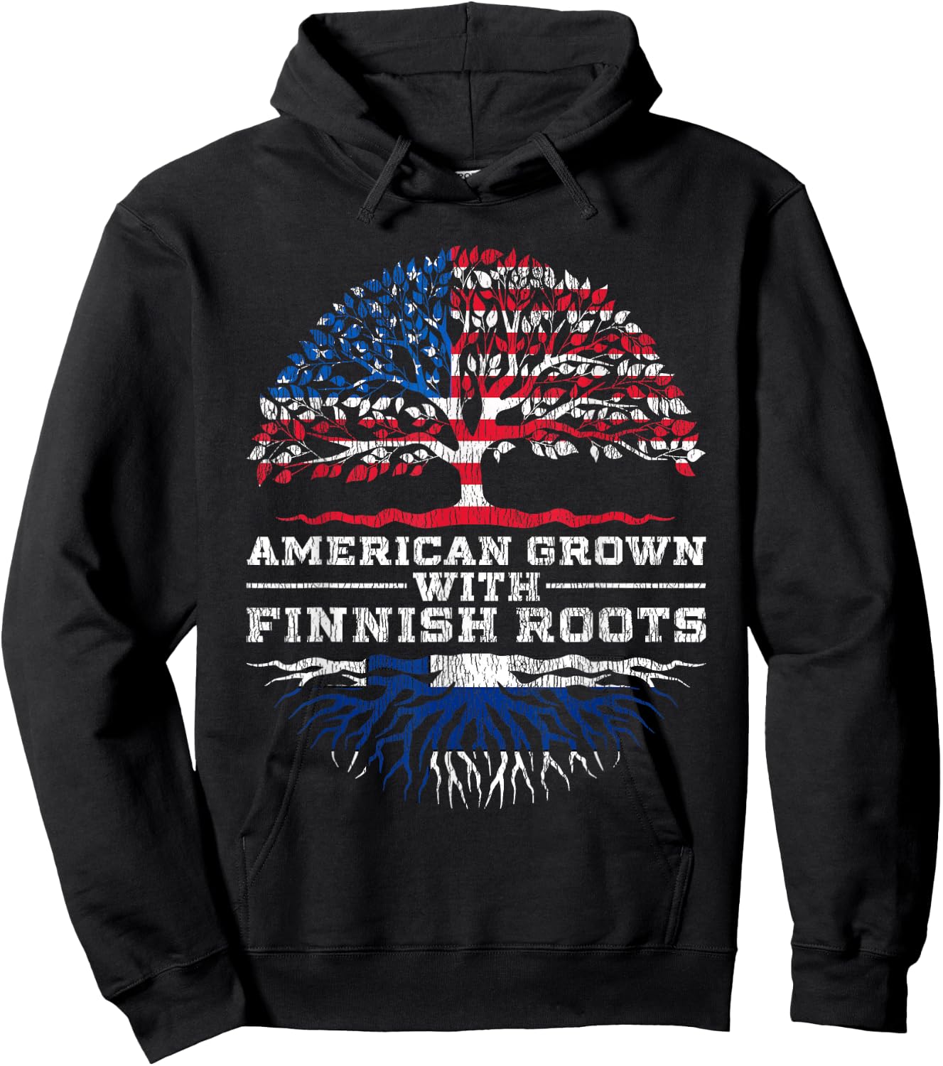 American Grown With Finnish Roots Finland Hoodie - Hoodie | Black