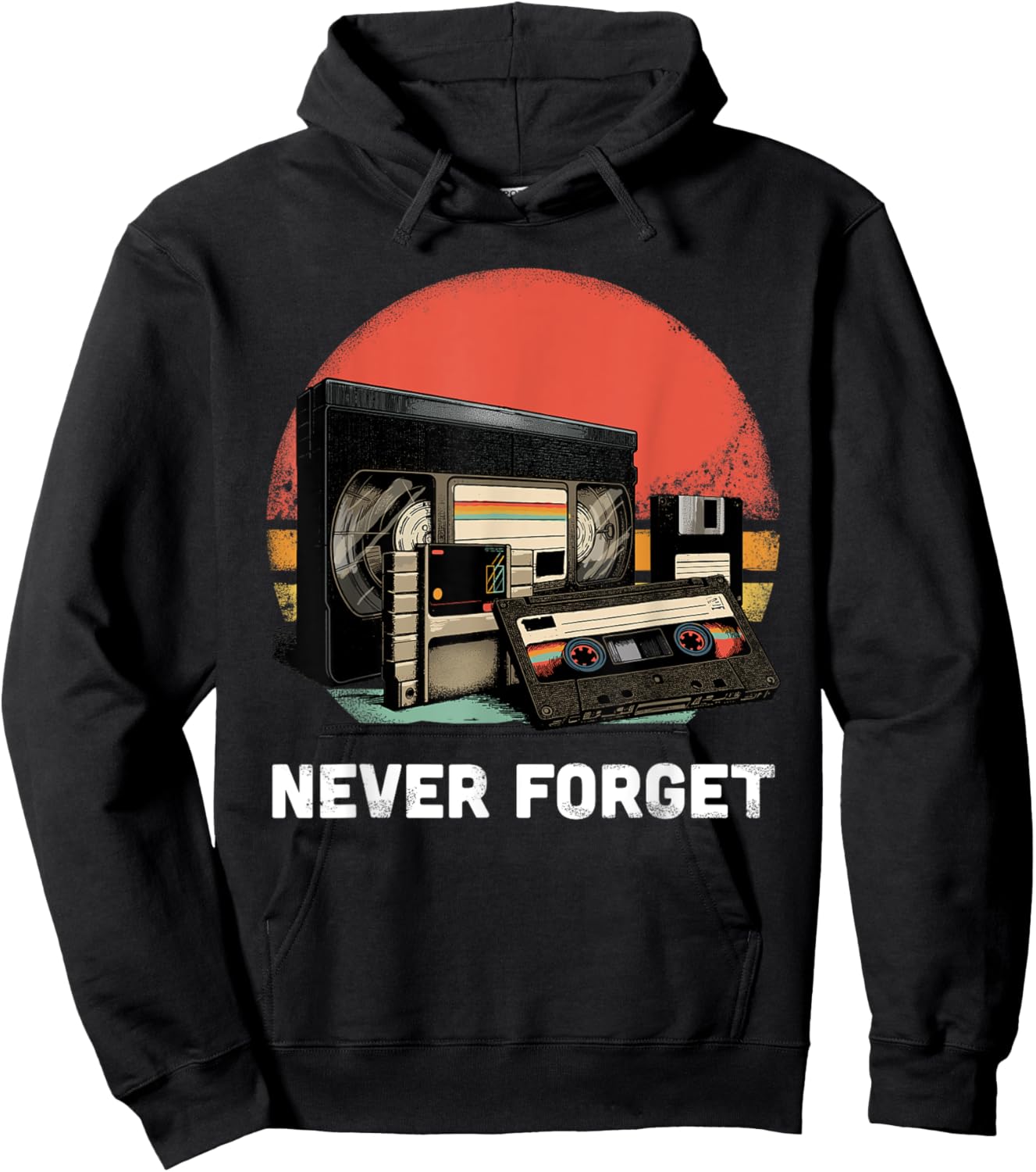Never Forget Shirt Retro Cassette Tape VHS Gamer 80s 90s Hoodie - Hoodie | Black
