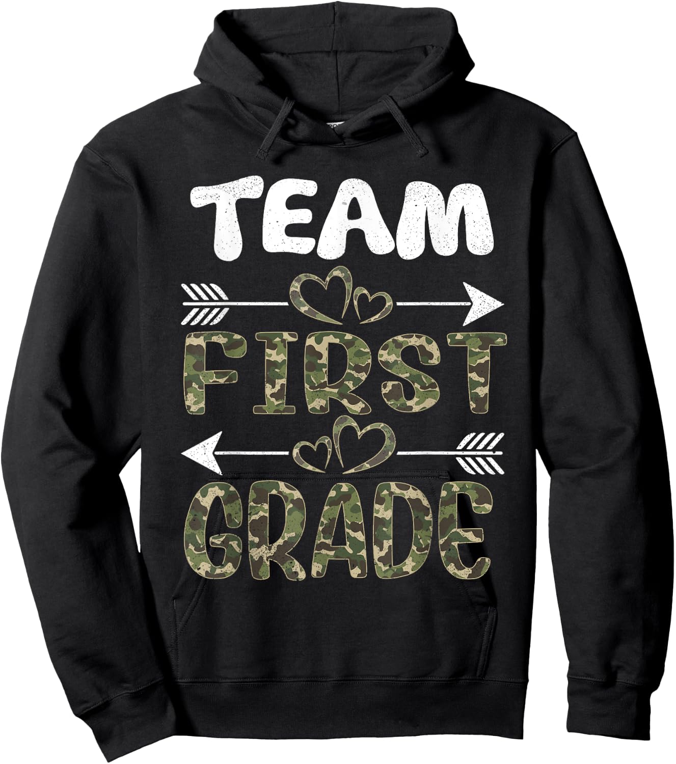 Team First Grade Back To School 1st Grade Camo Teachers Hoodie - Hoodie | Black