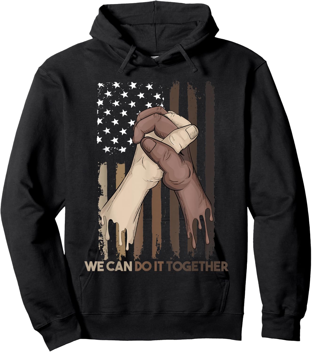 US Flag with Black & American Hands Black Lives Matter BLM Hoodie - Hoodie | Black