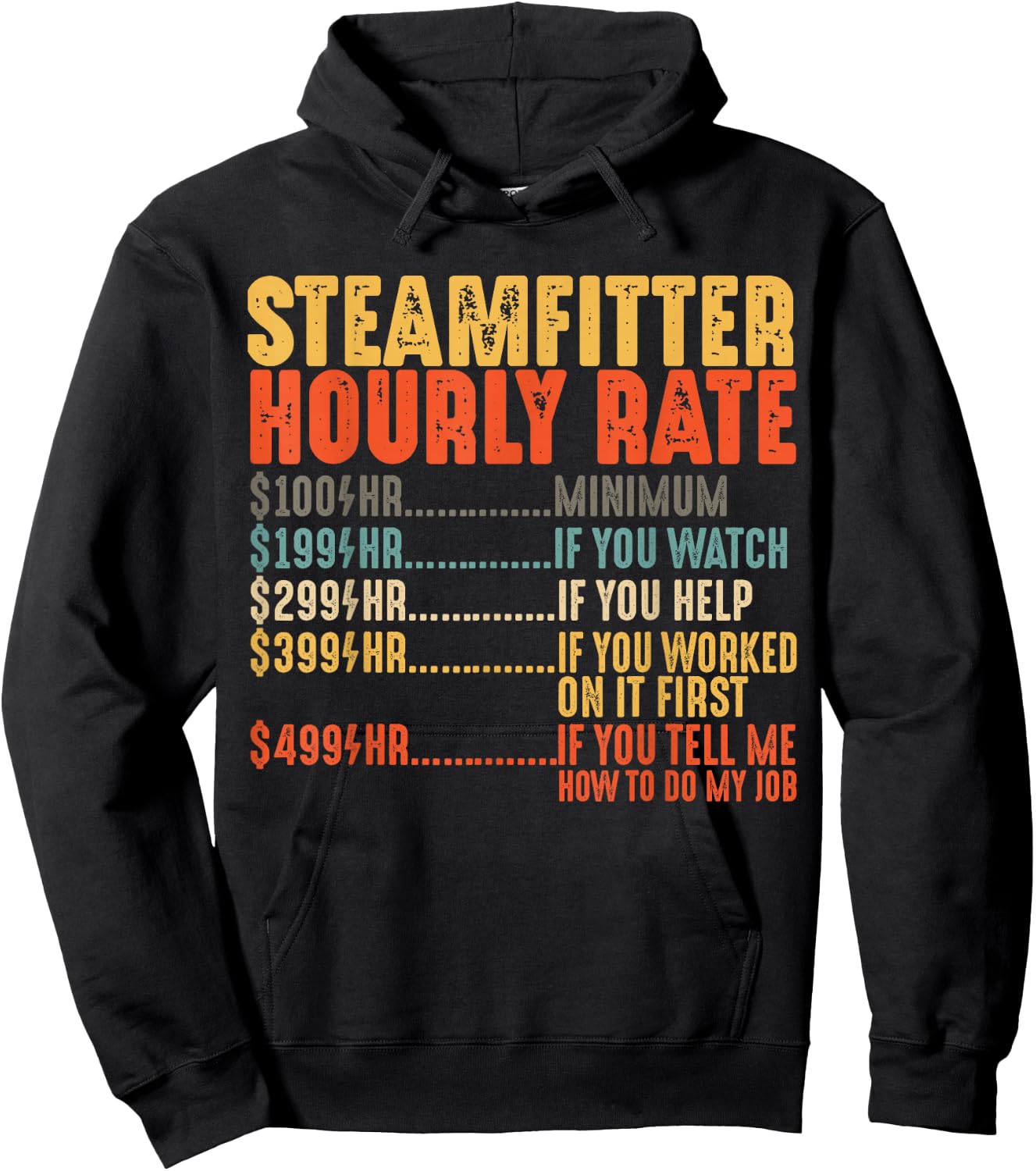 Steamfitter Hourly Rate Funny Gifts for Pipefitter Hoodie - Hoodie | Black