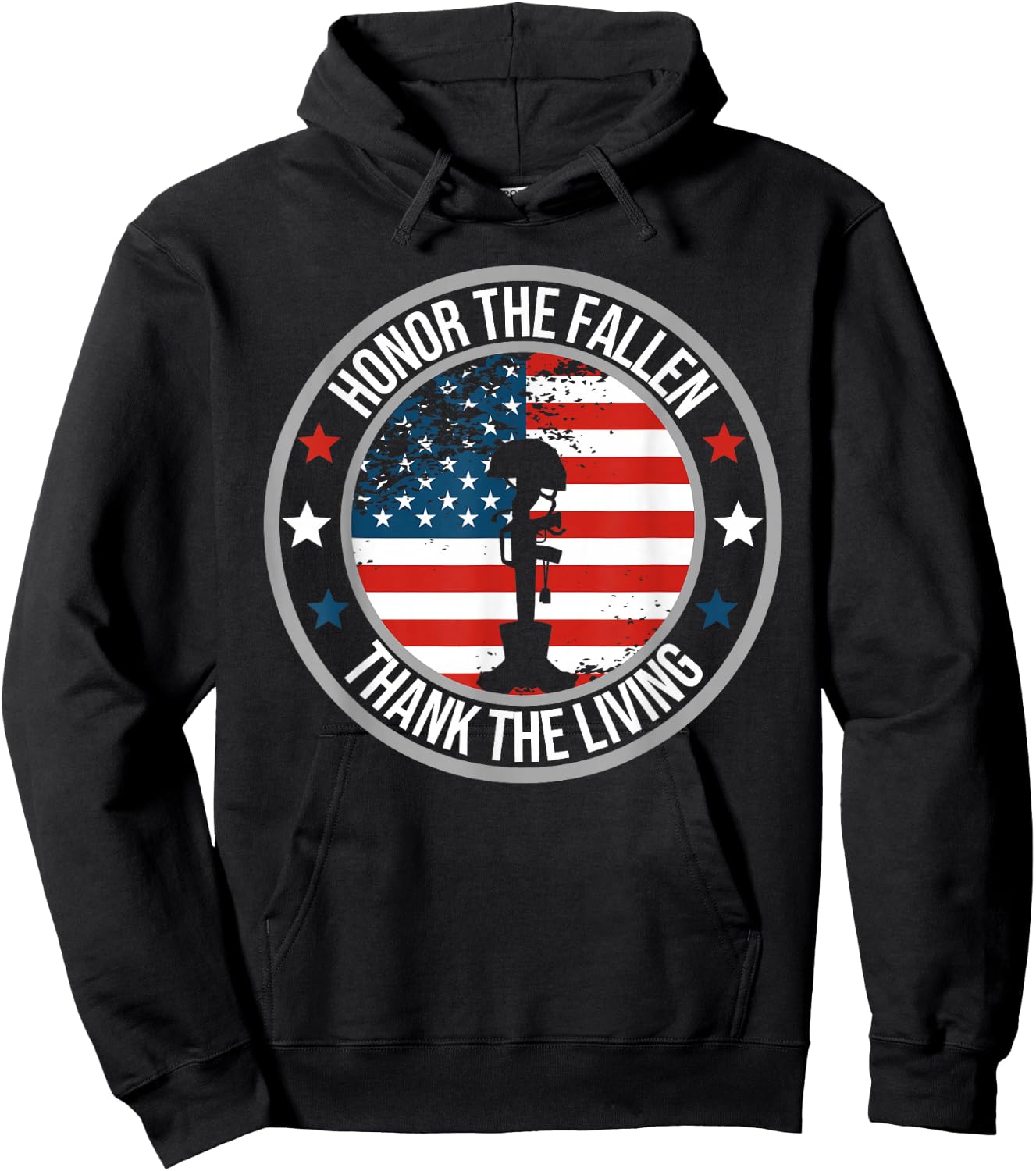 Honor The Fallen Thank The Living Memorial Day Veteran Flag Hoodie - Hoodie | Black
