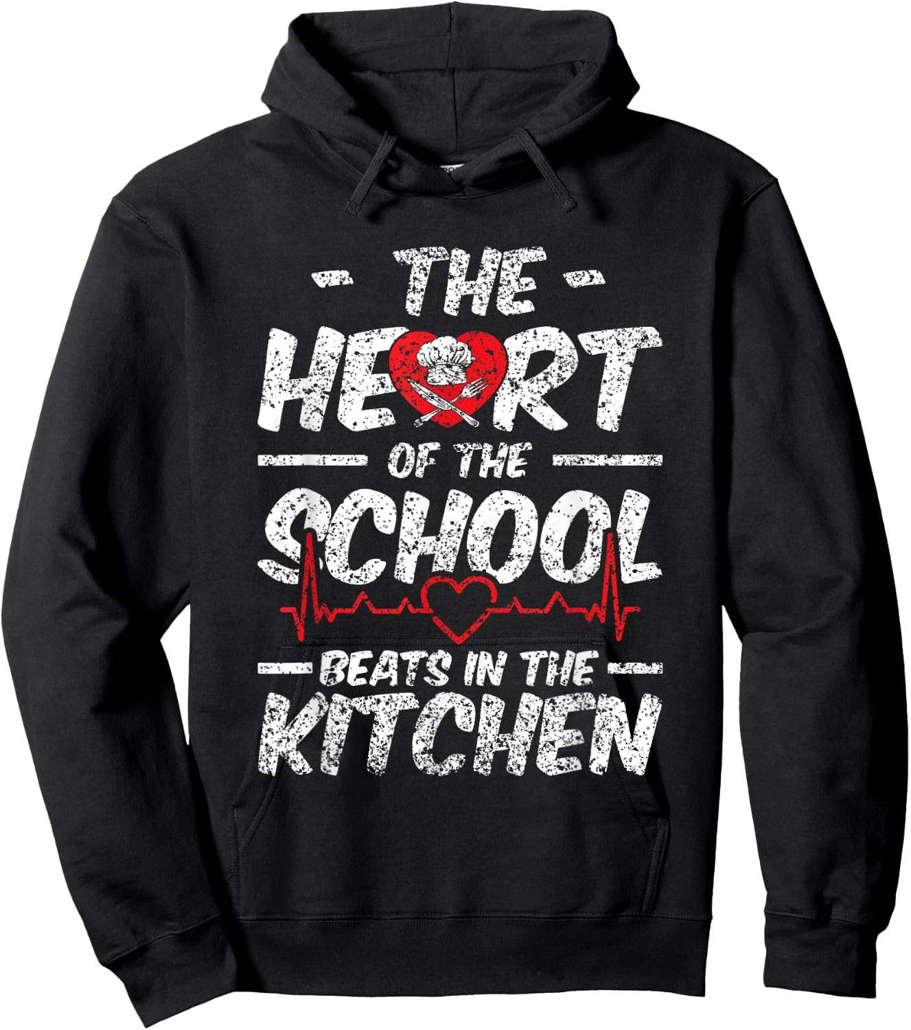 The Heart Of The School Beats In The Kitchen Lunch Lady Hoodie - Hoodie | Black