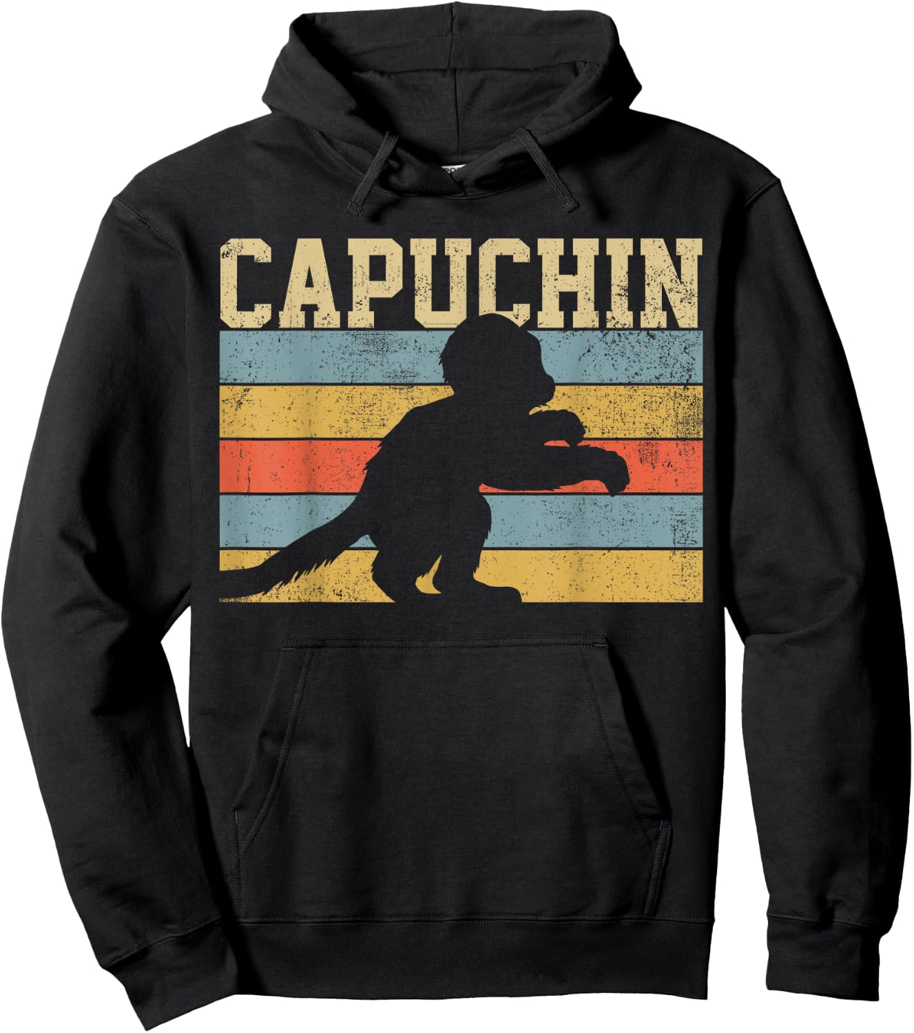 Capuchin Monkey Vintage Retro Hoodie - Hoodie | Black