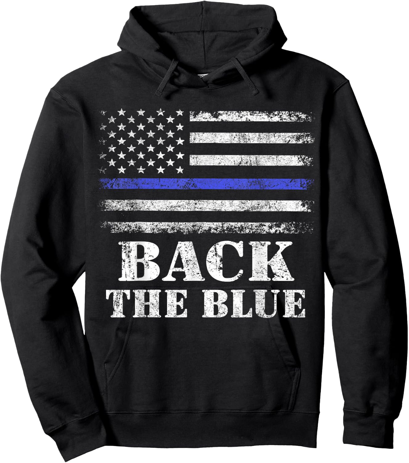 Back The Blue Thin Blue Line American Flag Police Support Hoodie - Hoodie | Black