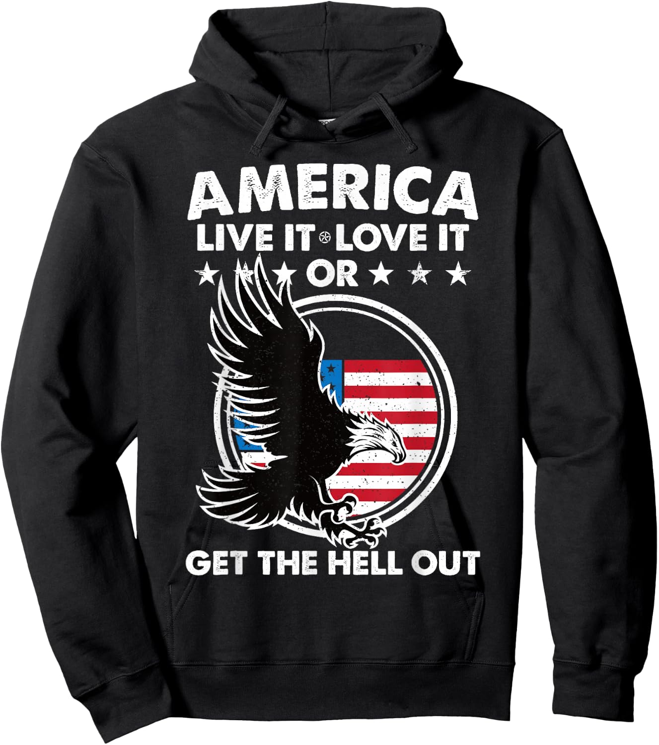 America Live It Love It Or Get The Hell Out Patriotic USA Women Men Hoodie - Hoodie | Black