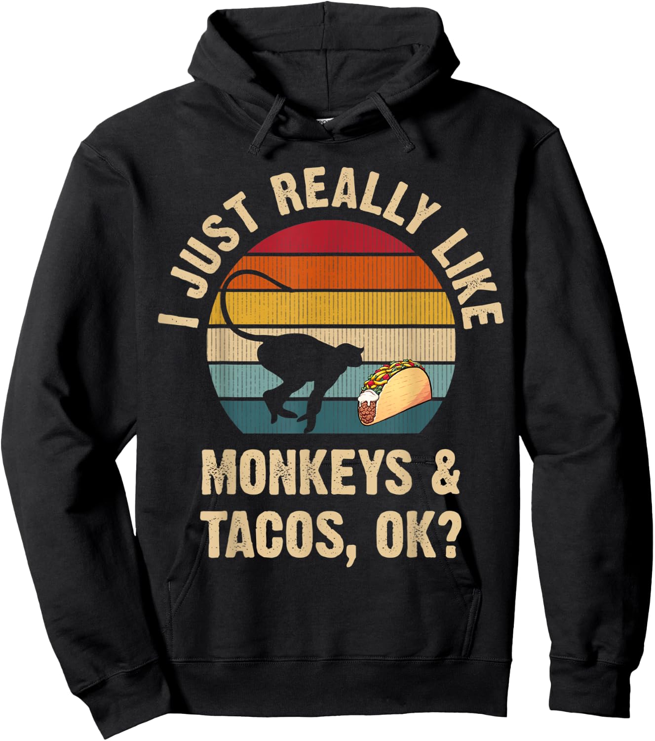 Monkeys and Tacos lover Cinco de mayo Taco Tuesday Cute Hoodie - Hoodie | Black