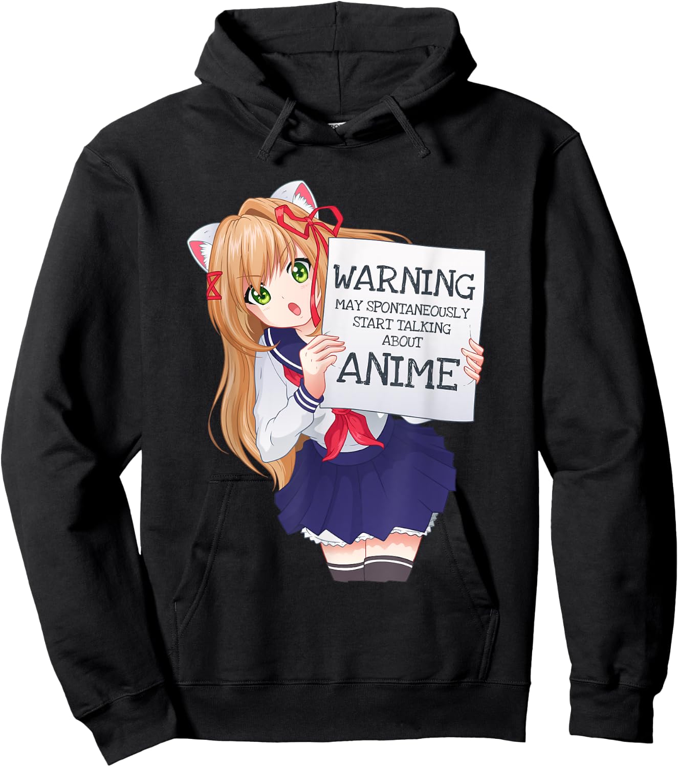 Kawaii Cute Spontaneously Talking Anime Girl Otaku Japanese Hoodie - Hoodie | Black