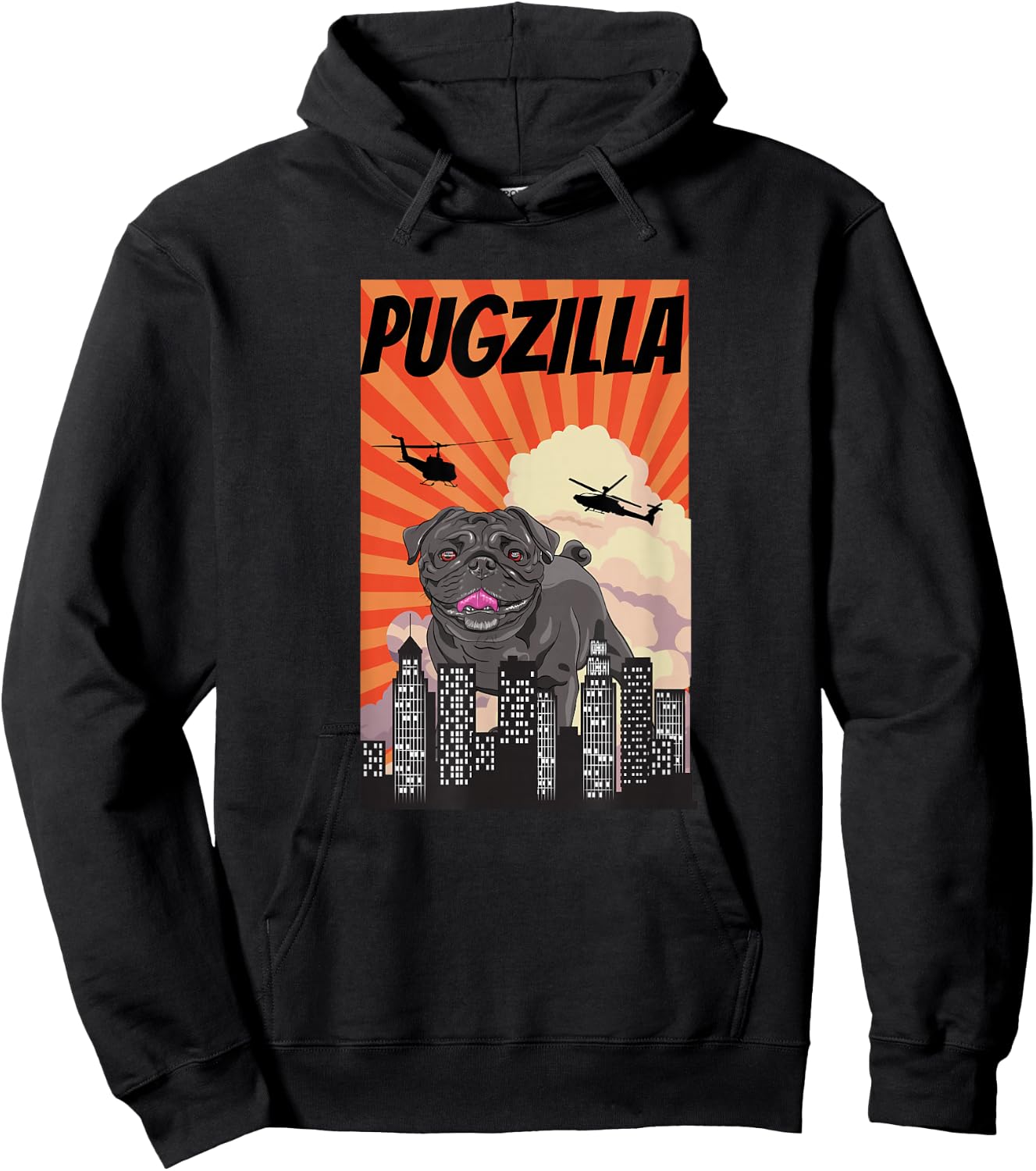 Pawsitive Inspirations Black Pug Pugzilla Owner Graphic Hoodie - Hoodie | Black