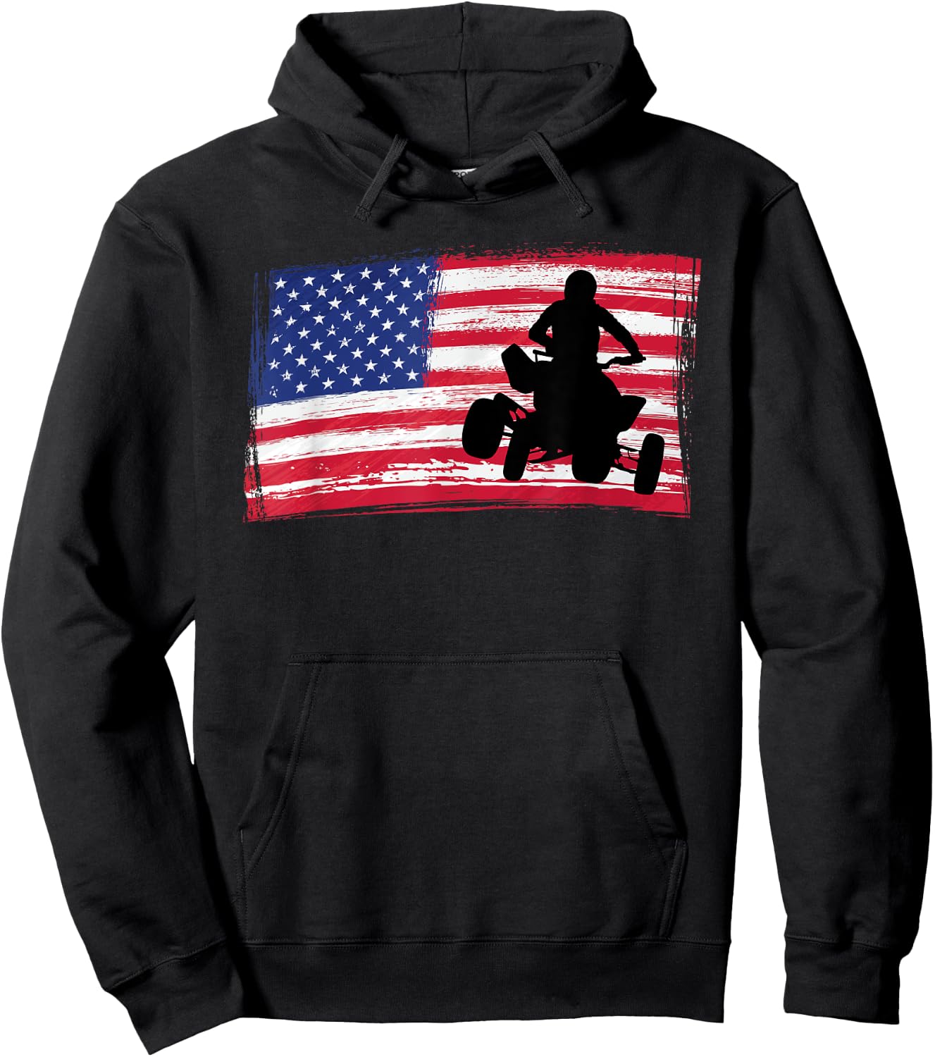 Quad Racing America Flag - Quad Biker ATV 4 Wheeler Gift Hoodie - Hoodie | Black