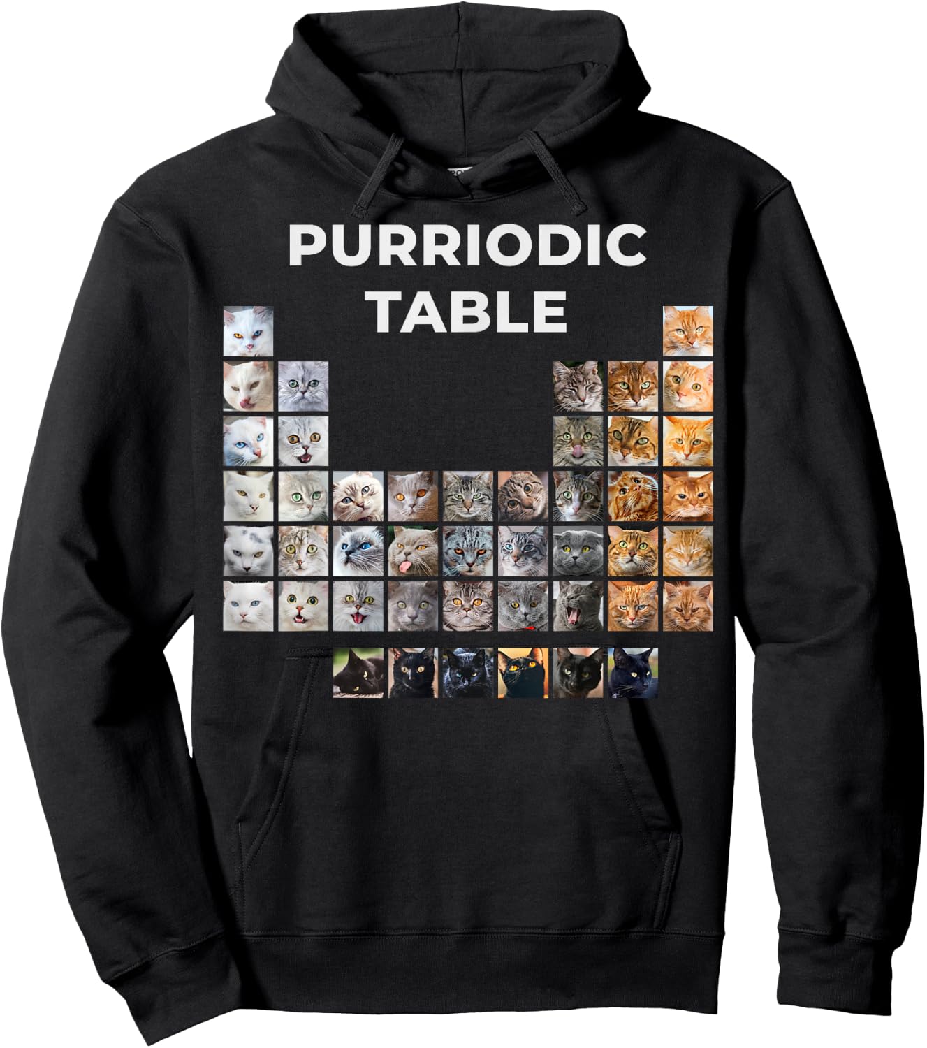 Funny Cat Chemistry Pun Periodic Table Hoodie - Hoodie | Black