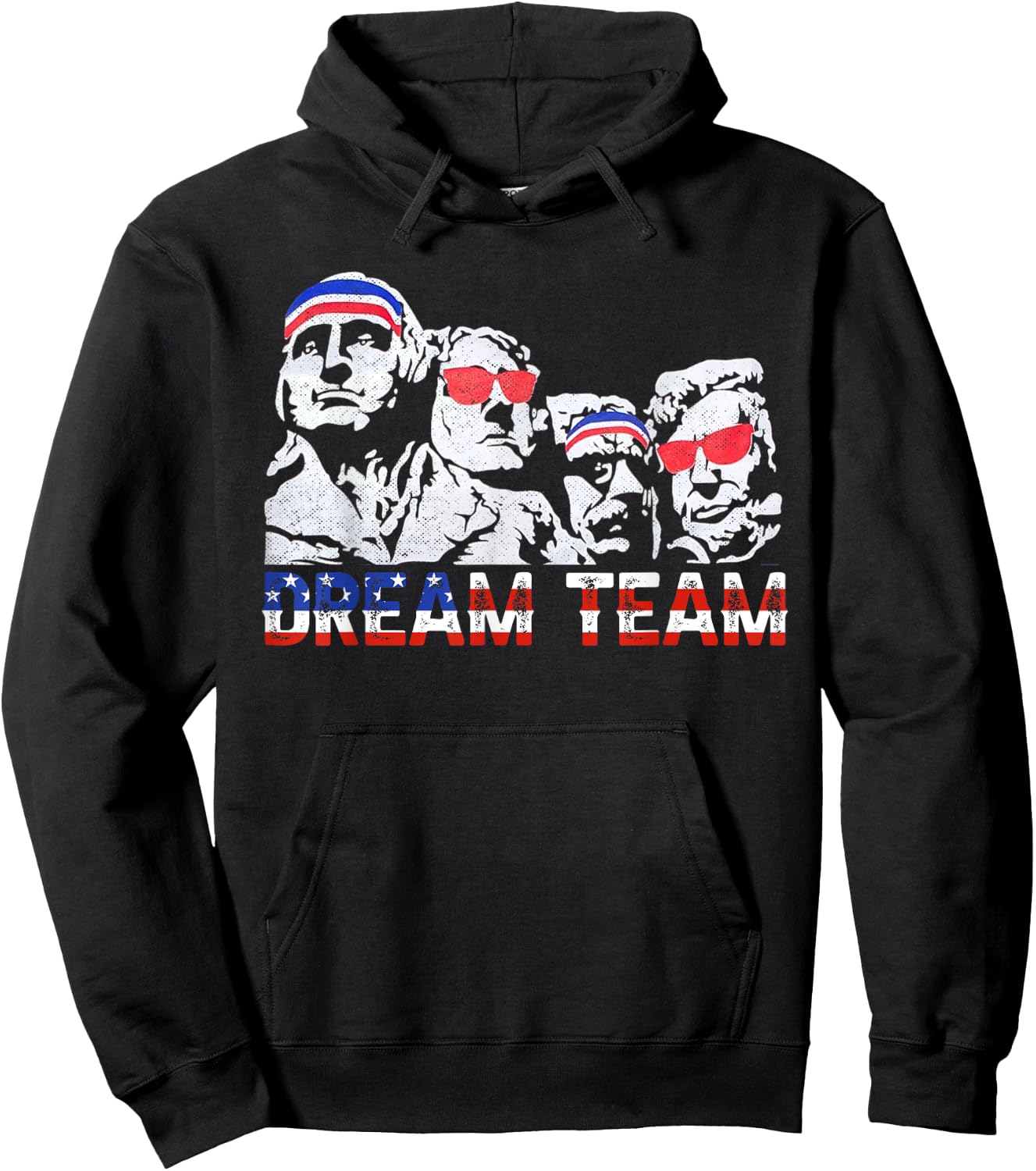 American USA Flag Dream Team Funny Patriotic Retro Vintage Women Men Hoodie - Hoodie | Black