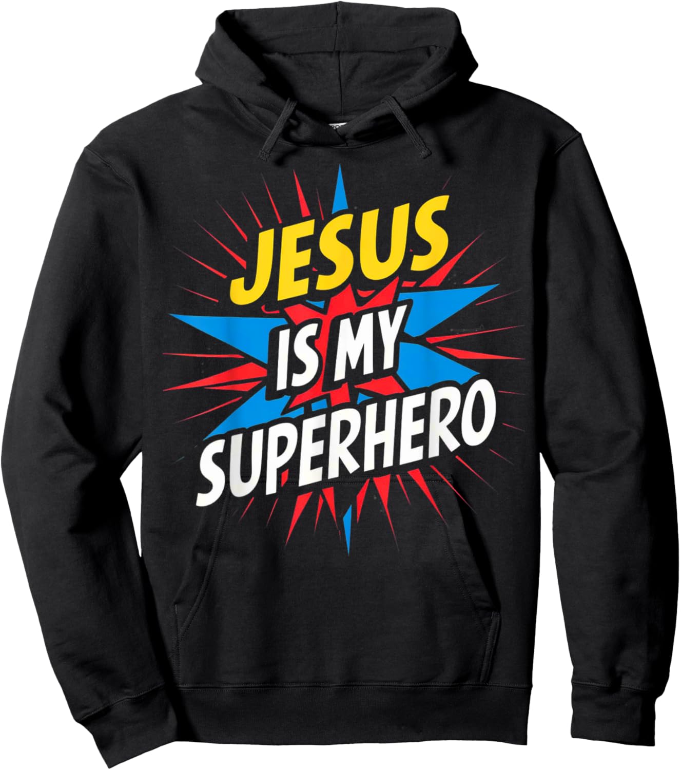 Jesus Is My Superhero Christian God Religious Comic Kids Boy Hoodie - Hoodie | Black