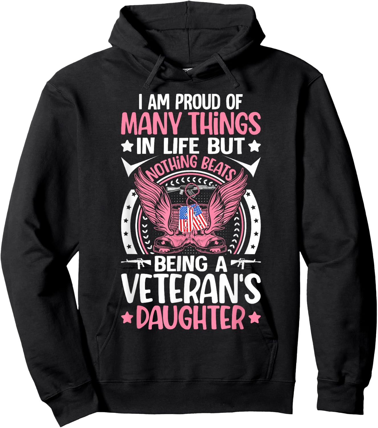 Veteran's Daughter Proud Military Veteran Dad Hoodie - Hoodie | Black