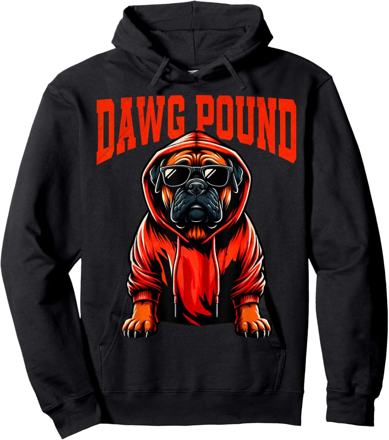 Graphic Last Name Cleveland Gifts | Vintage DAWG Dog Pound , Small, Brown Hoodie - Hoodie | Black