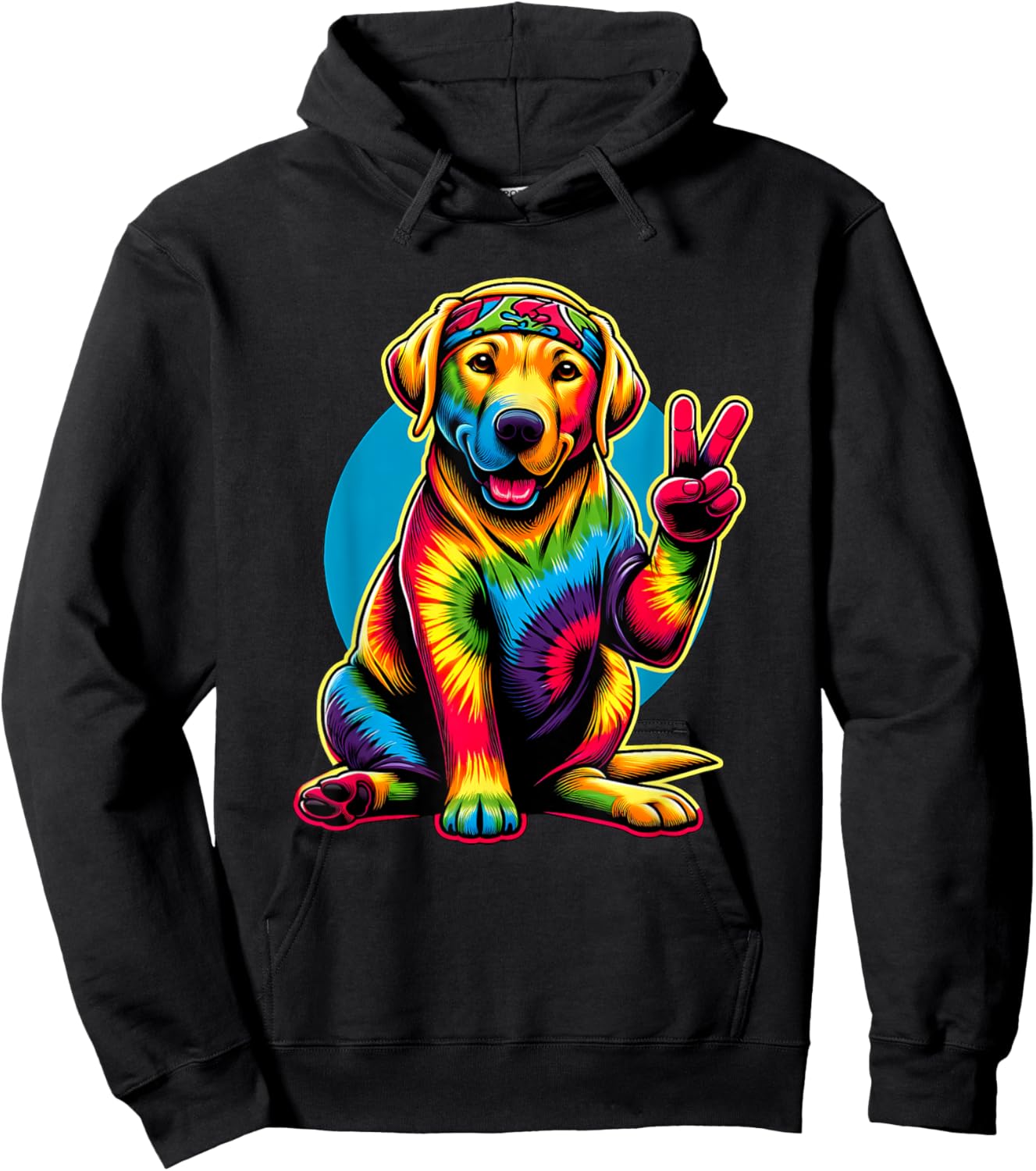 Peace Sign Tie Dye Labrador Retriever dog Hoodie - Hoodie | Black
