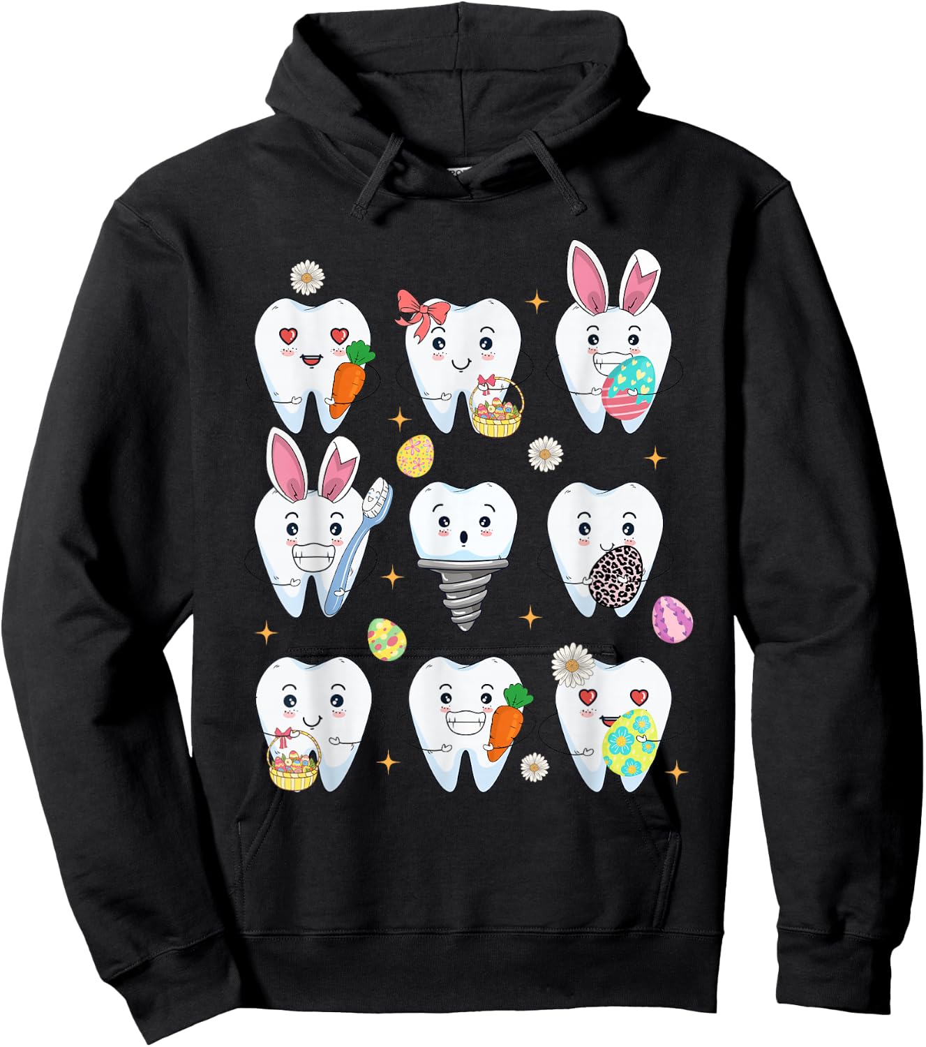 Teeth Easter Dentist Dental Assistant Easter Day Hoodie - Hoodie | Black