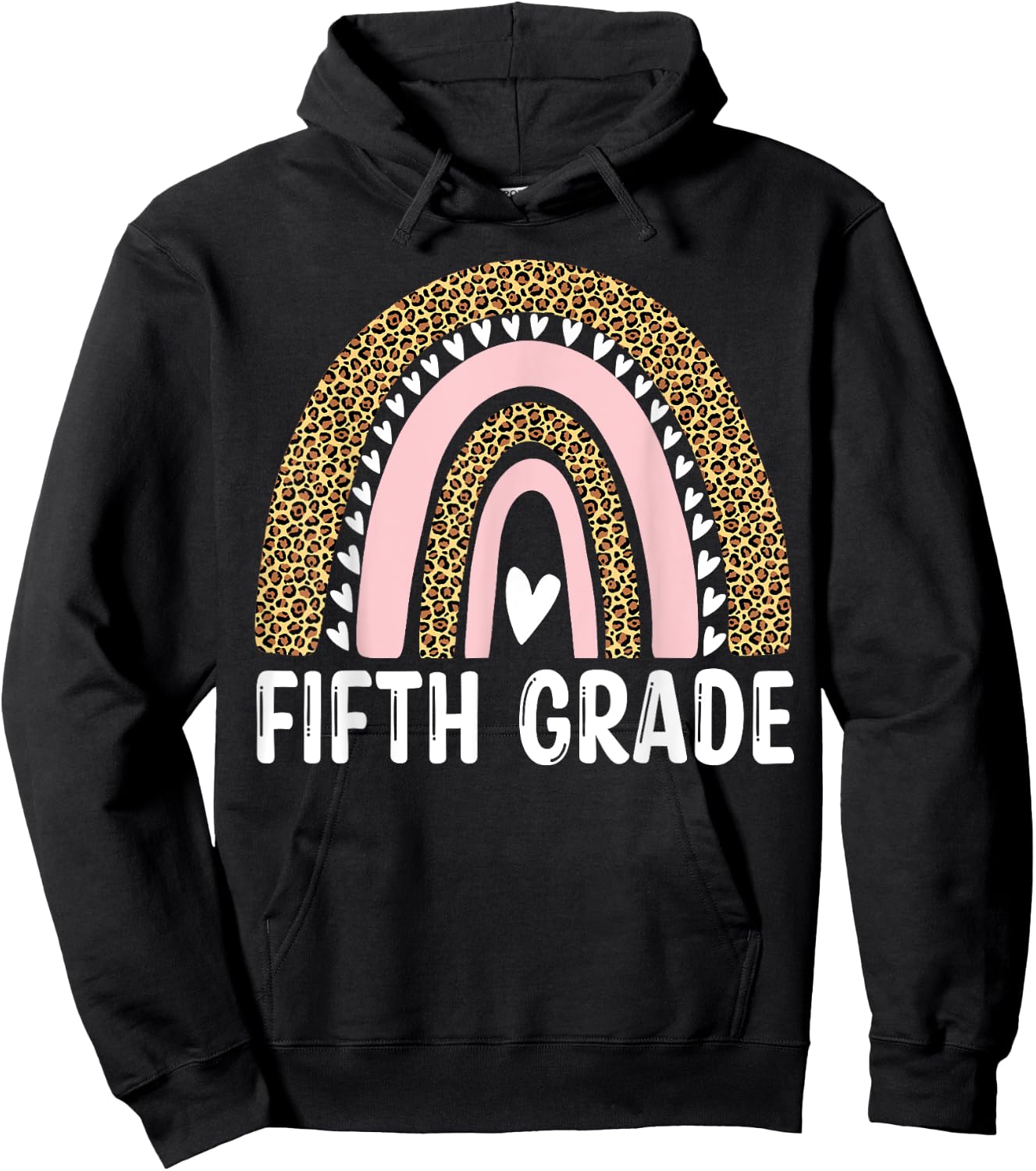 Fifth Grade Teacher Student Team Leopard Back To School Women Kids Hoodie - Hoodie | Black