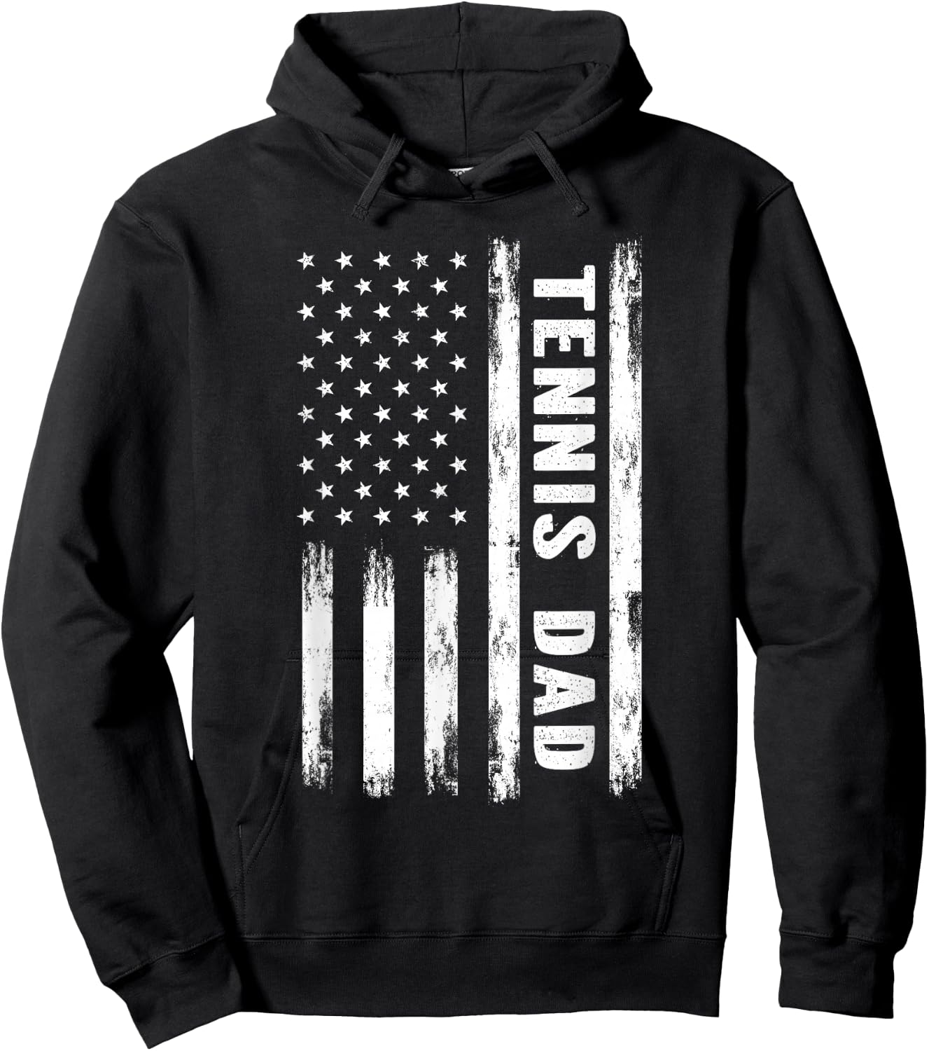 Tennis Dad American Flag Grunge Retro Vintage Hoodie - Hoodie | Black