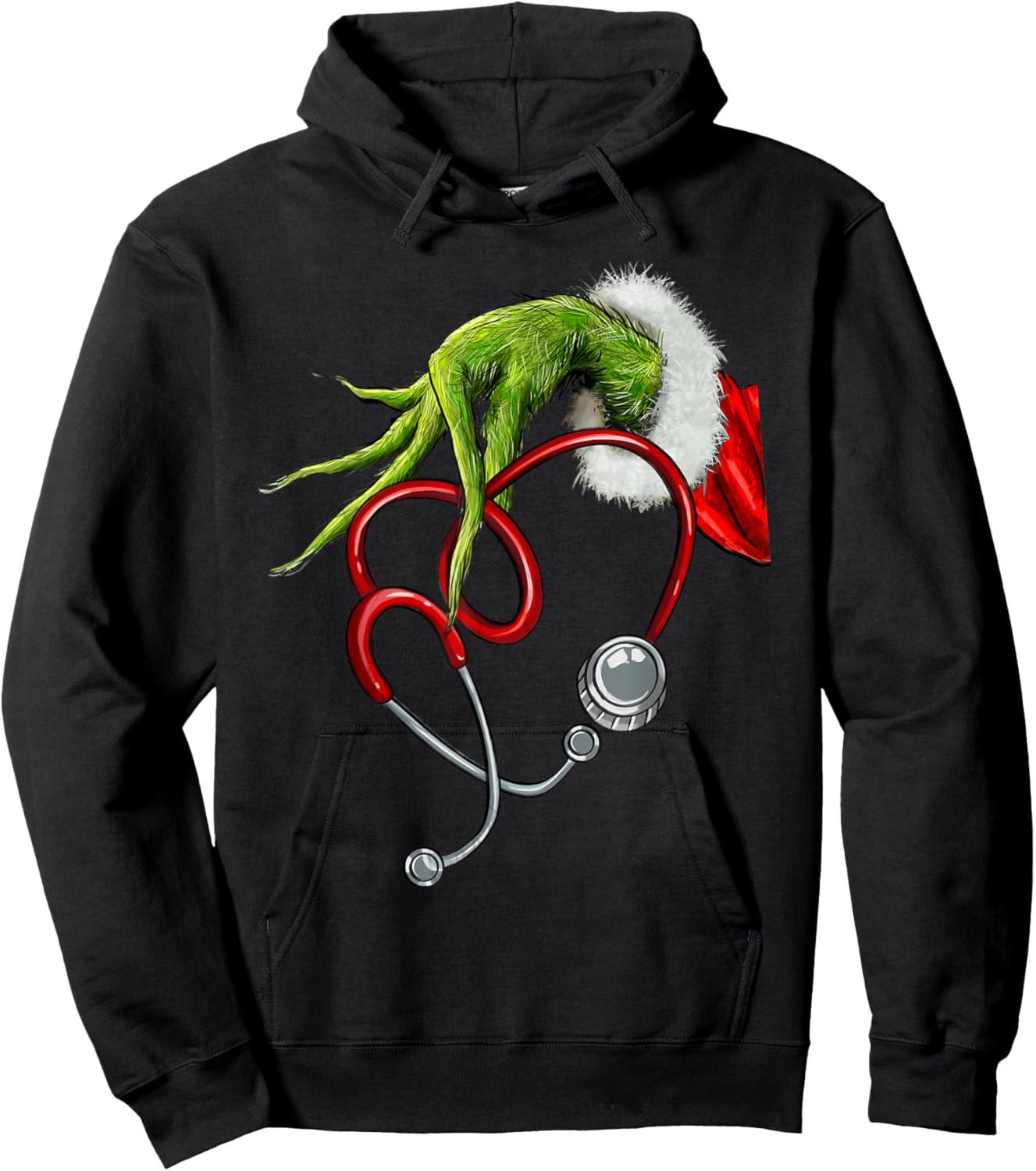 Nurse Funny Merry Christmas Stethoscope Nursing Xmas Pajamas Hoodie - Hoodie | Black
