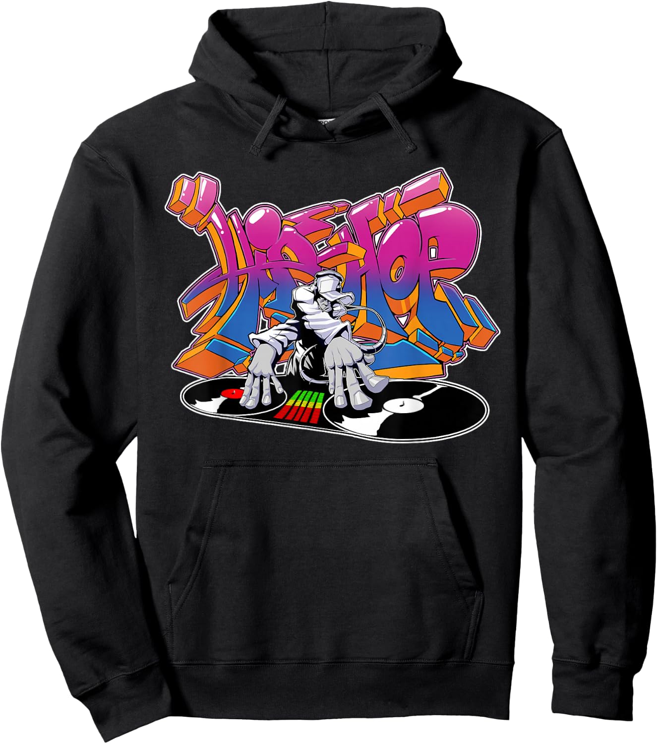 Old School 80s HipHop DJ Graffiti Hoodie - Hoodie | Black