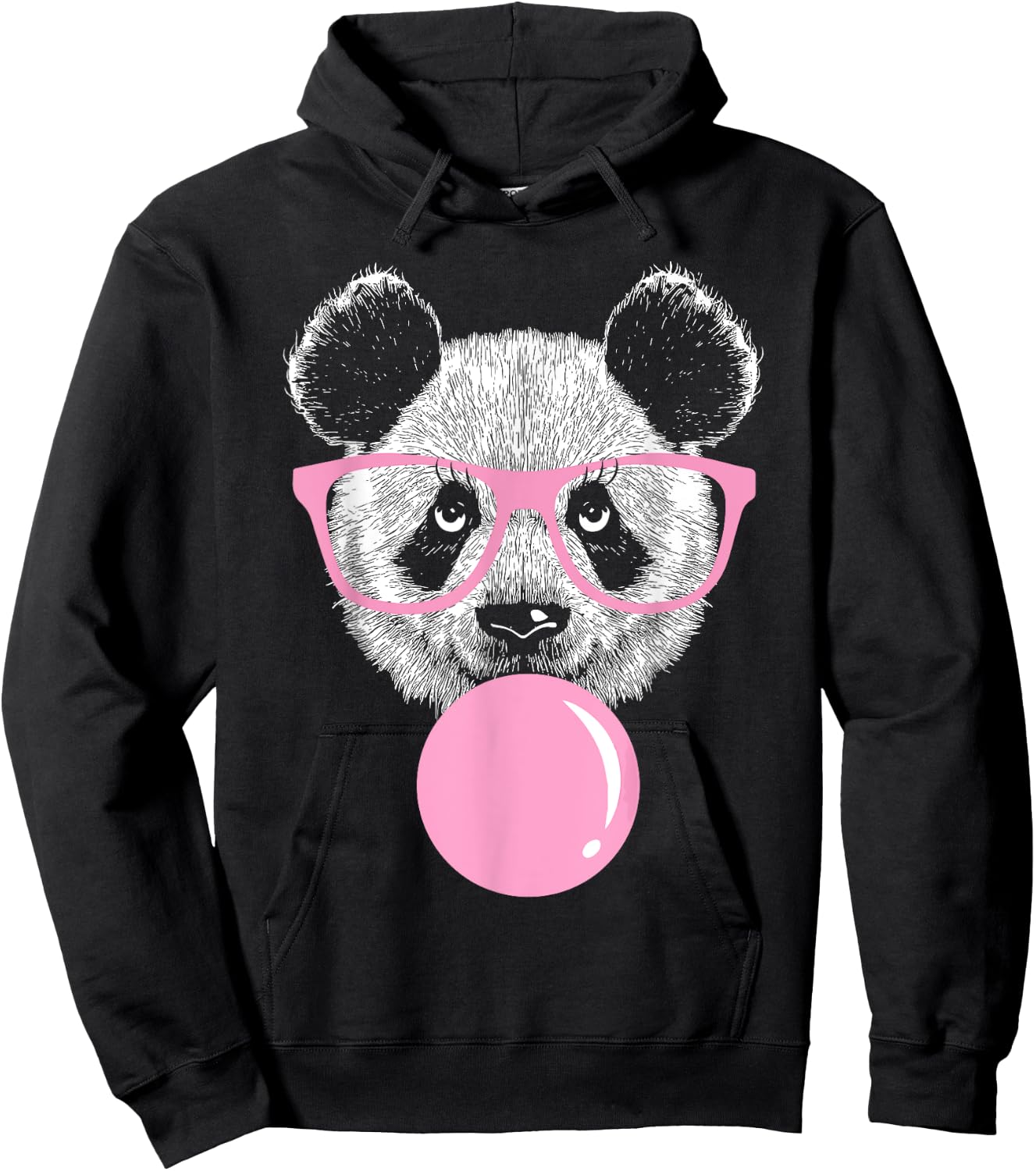 Cool Panda Face Eating Gum And Makes A Bubble Cute Panda Hoodie - Hoodie | Black