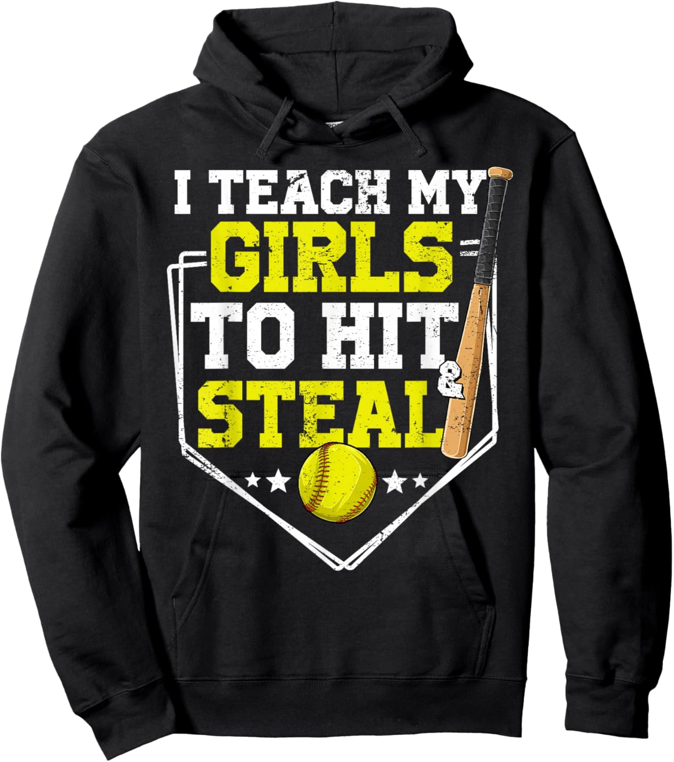 I Teach My Girl To Hit And Steal Softball Mom Dad Parent Hoodie - Hoodie | Black