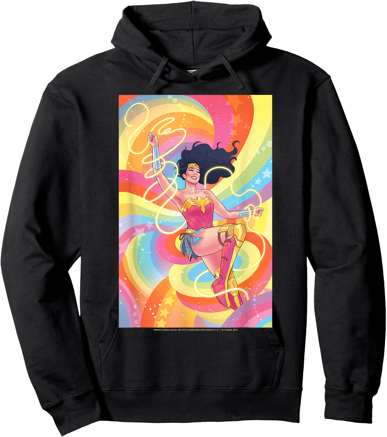 DC Comics Pride Wonder Woman Rainbow Retro Hoodie - Hoodie | Black