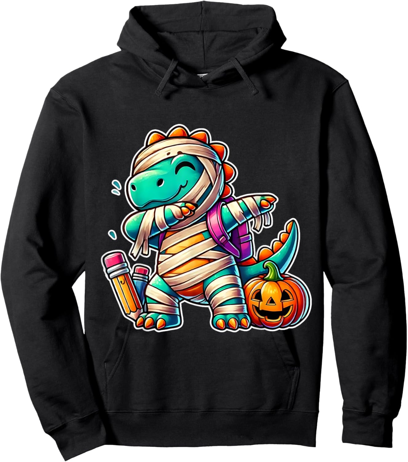 Funny Dab Mummy Dabbing Costumes Spooky Halloween Dinosaur Hoodie - Hoodie | Black