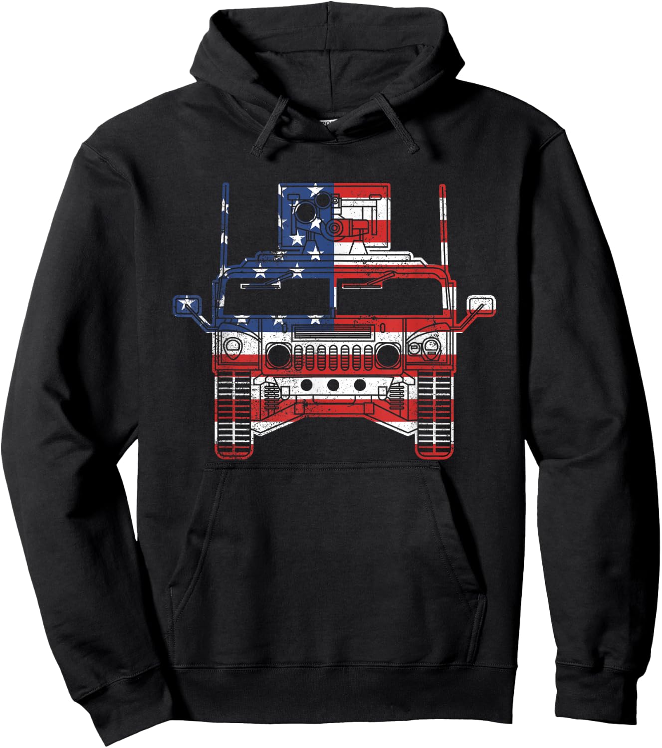 Humvee American Flag Military Vehicle HMMWV Front Humvee Men Hoodie - Hoodie | Black