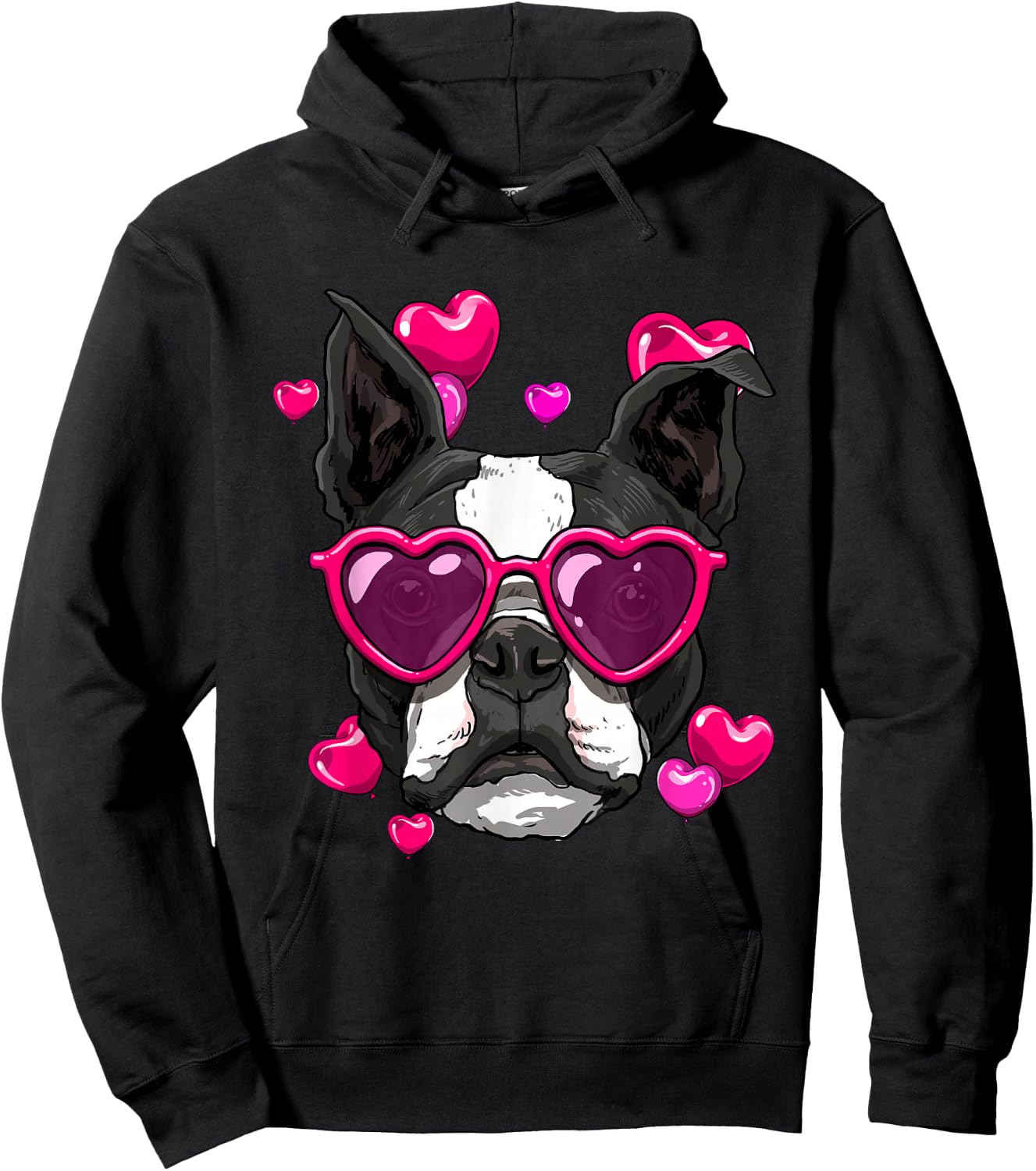 Boston Terrier Valentines Day Shirt Heart Dog Lover Hoodie - Hoodie | Black