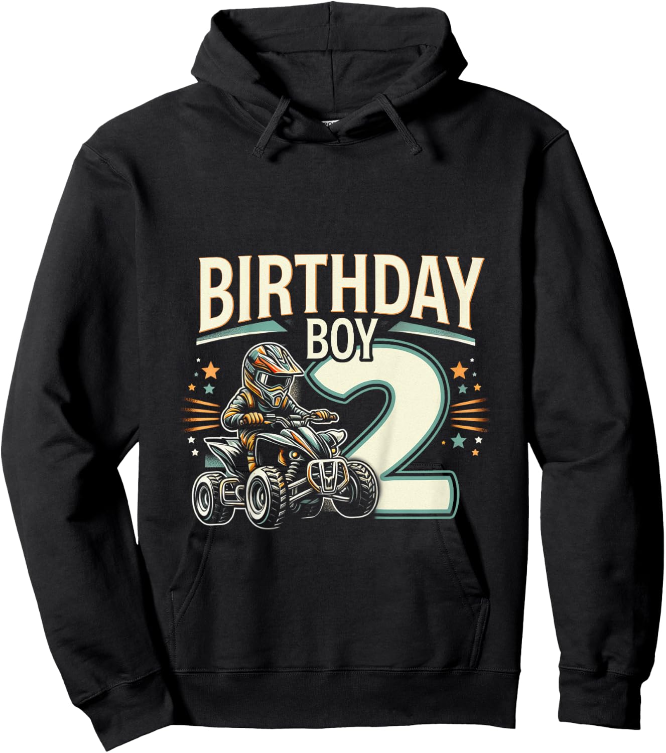 Kids 2 Year Old quad ATV Four Wheeler 2nd Birthday Boy Hoodie - Hoodie | Black