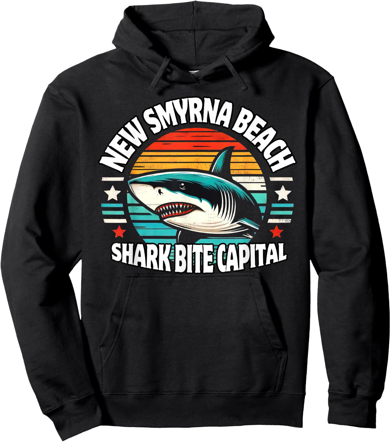 New Smyrna Beach: Shark Bite Capital Of The World Graphic Men Women Kids Hoodie - Hoodie | Black