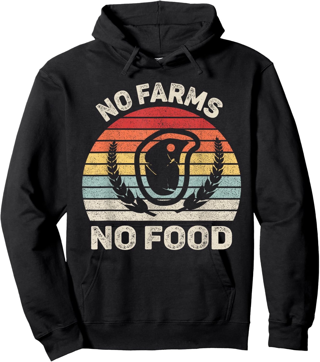Vintage Retro No Farms No Food Shirt Farmer Local Activist Hoodie - Hoodie | Black