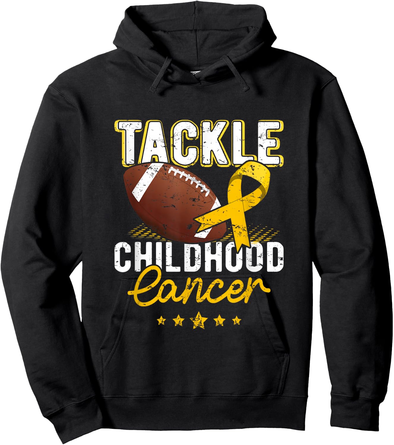 Childhood Tackle Childhood Cancer Awareness Football Gold Hoodie - Hoodie | Black