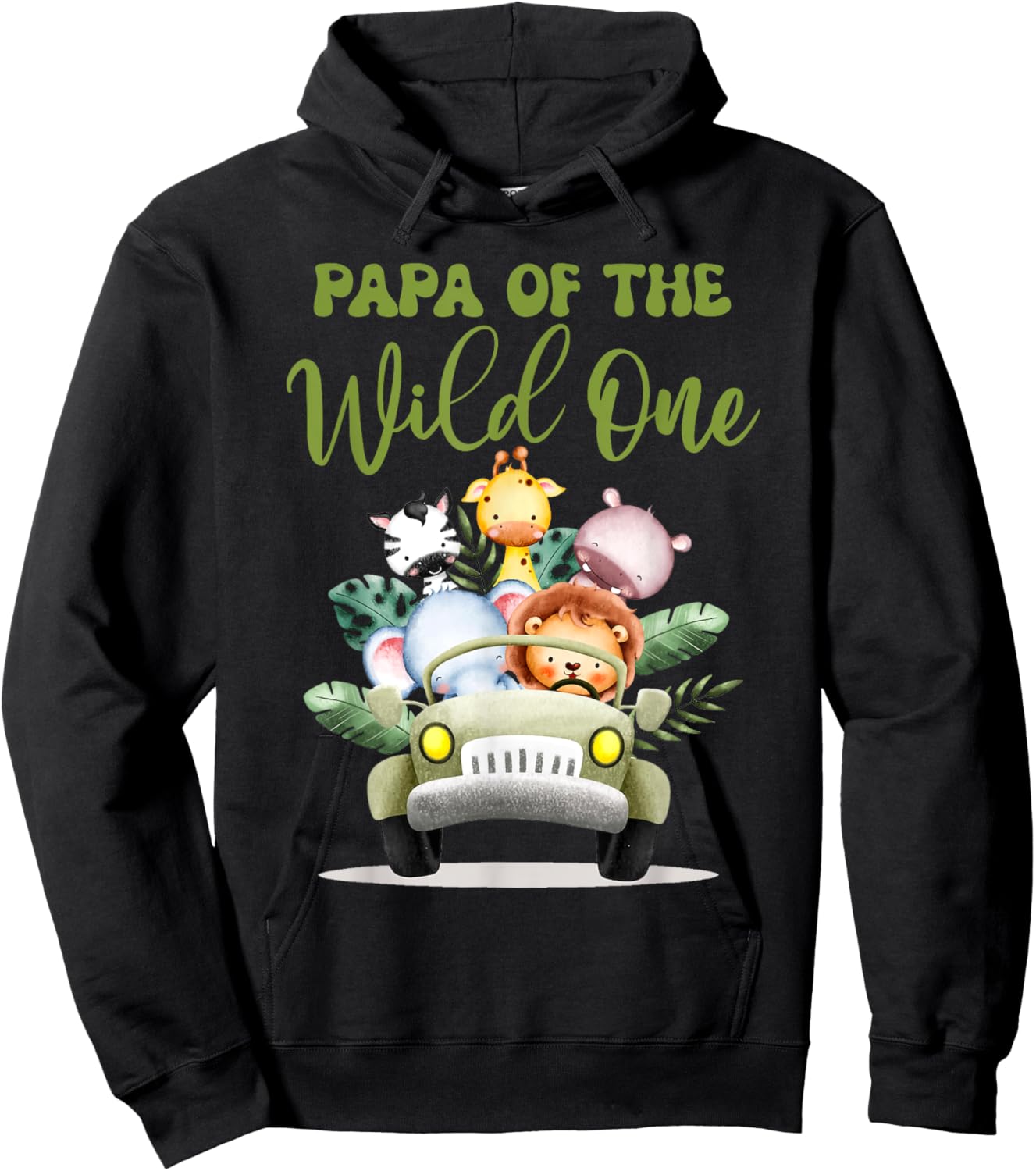 Papa Of The Wild One 1st Birthday Safari Family Matching Hoodie - Hoodie | Black