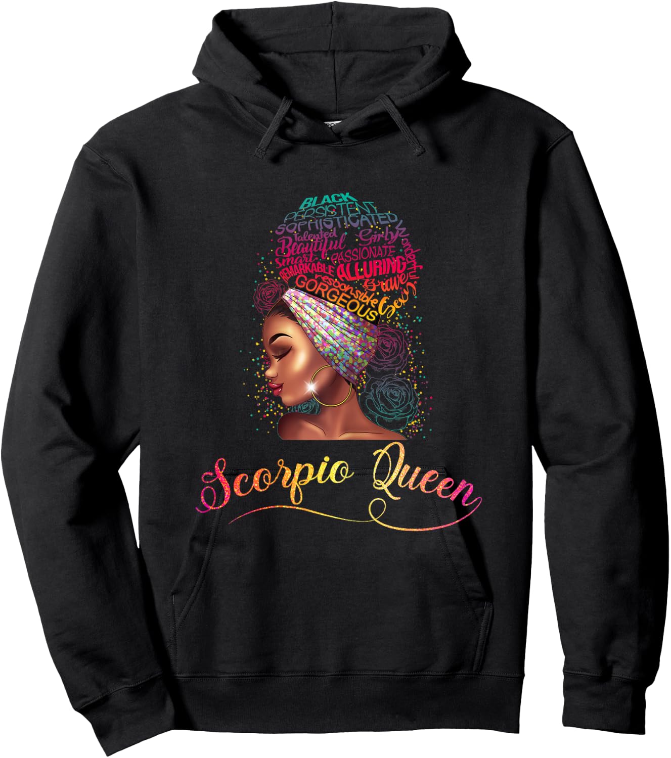 Scorpio Queen Afro Women November October Melanin Birthday Hoodie - Hoodie | Black