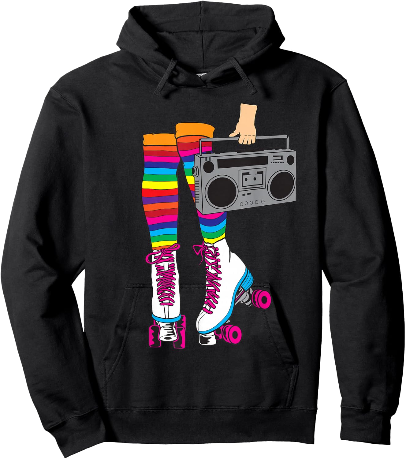 Retro Rollerskates Funny 80's Roller Disco Skating Girl Gift Hoodie - Hoodie | Black