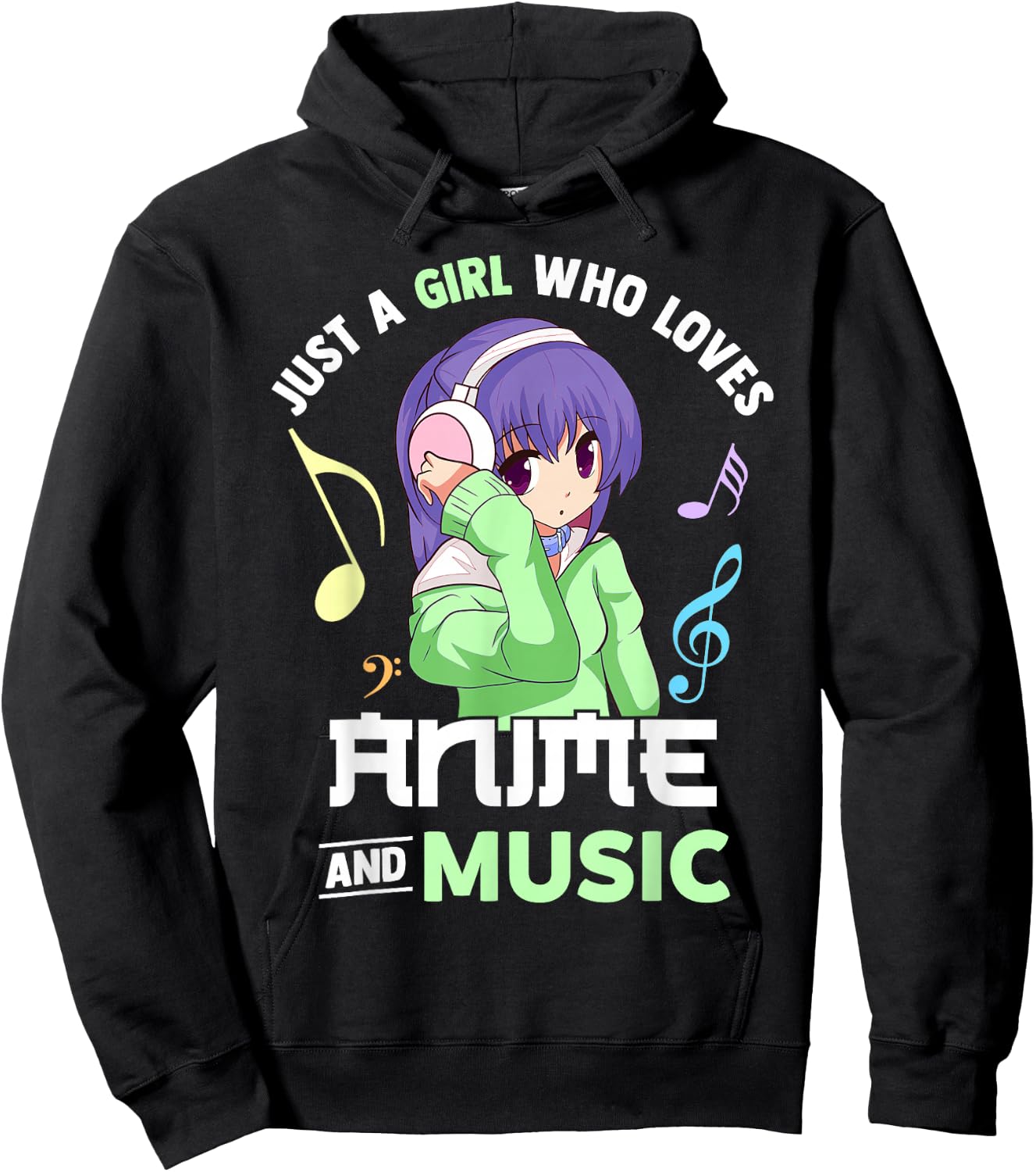 Just A Girl Who Loves Anime and Music Women Anime Musician Hoodie - Hoodie | Black