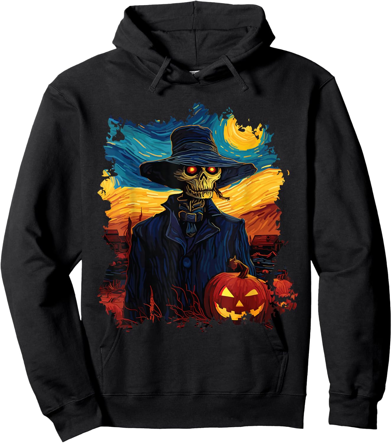 Skeleton's Halloween Party With Lighted Pumpky Funny Hoodie - Hoodie | Black