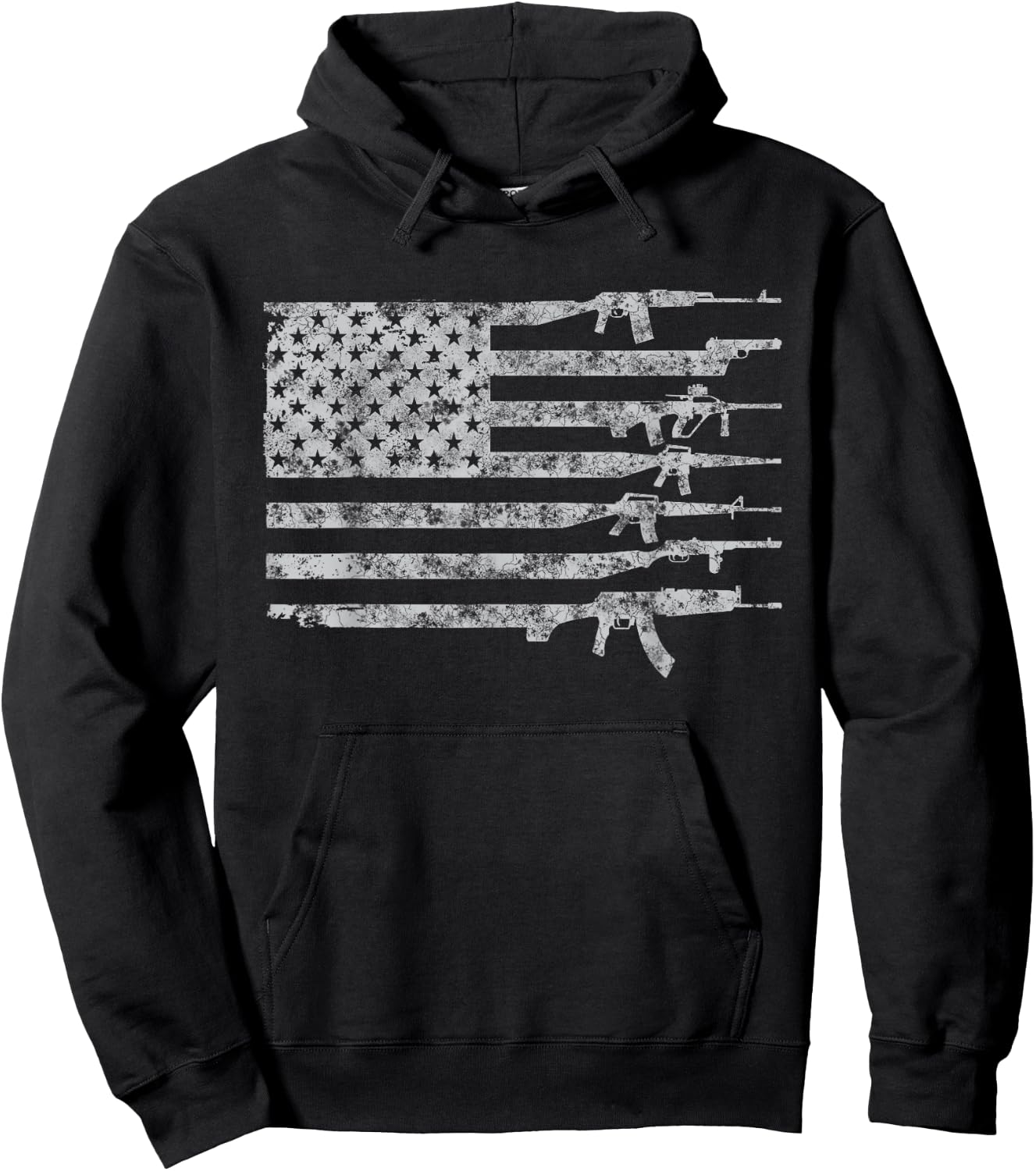 Vintage US American Flag USA Pro Gun Retro for Gun-Owners Women Men Hoodie - Hoodie | Black