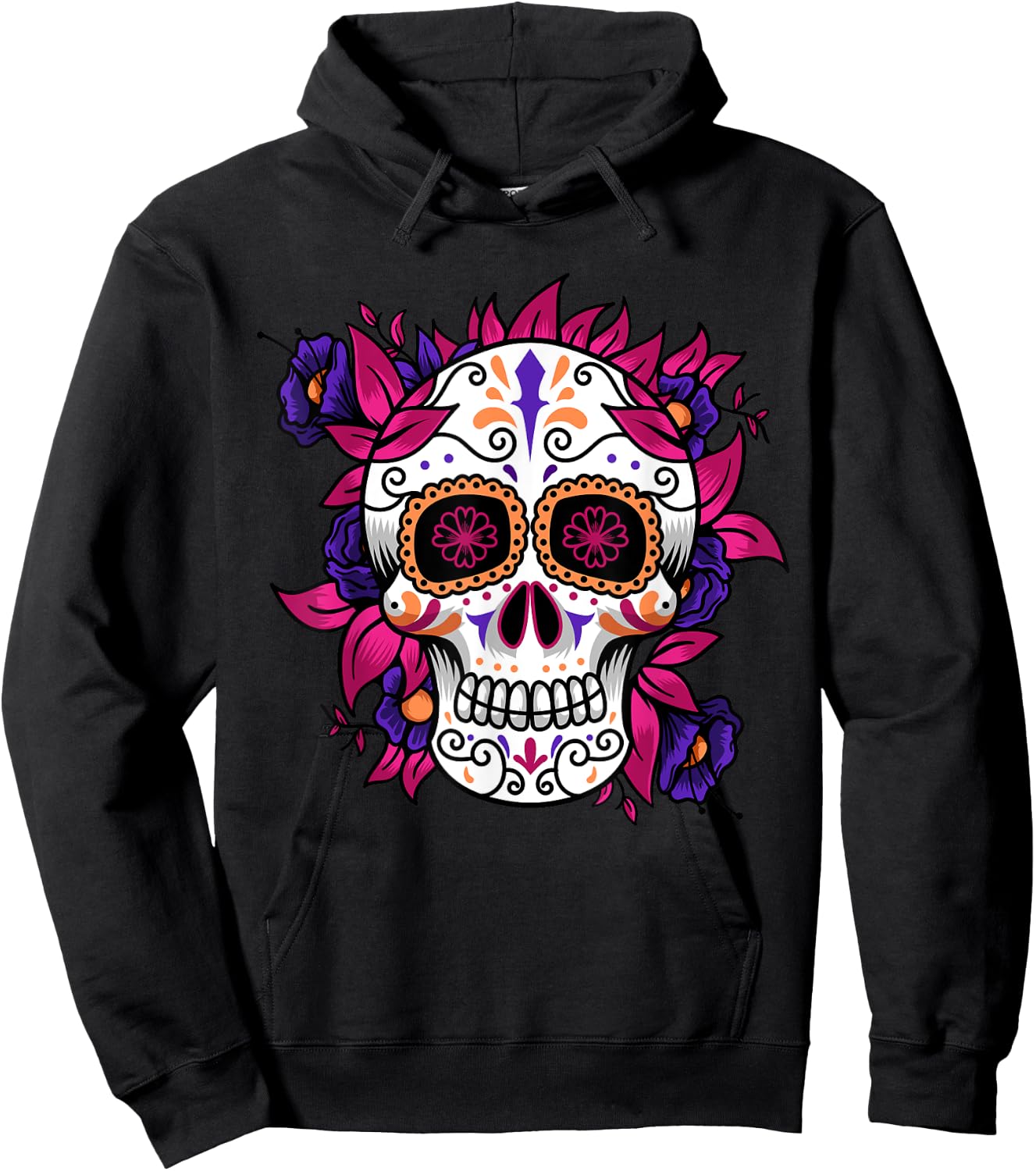 Flower Sugar Skull Funny Day Of The Dead Gift Women Hoodie - Hoodie | Black