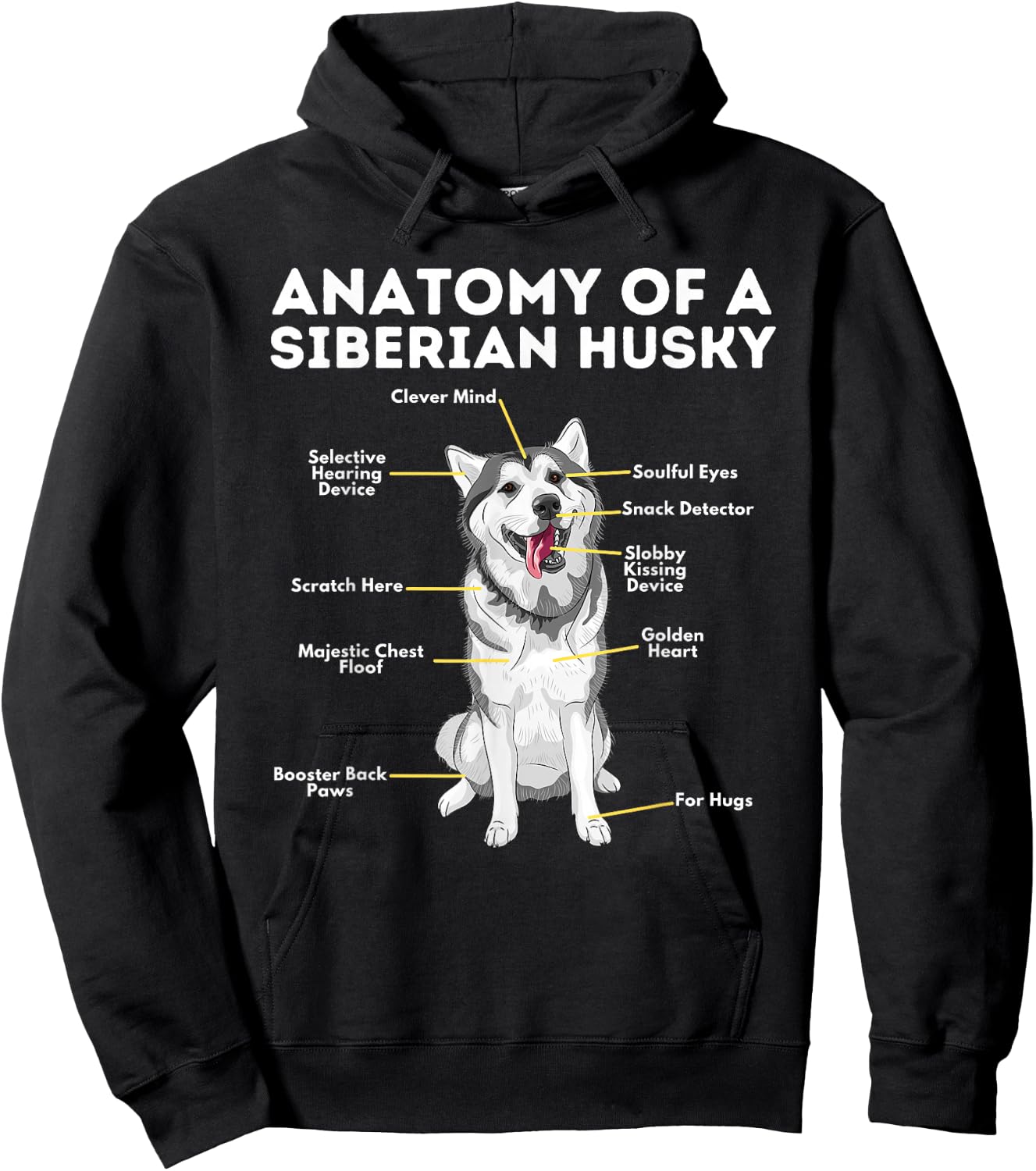 Anatomy of A Siberian Husky - Funny Sibe Owner Dog Lover Women Girls Kids Hoodie - Hoodie | Black