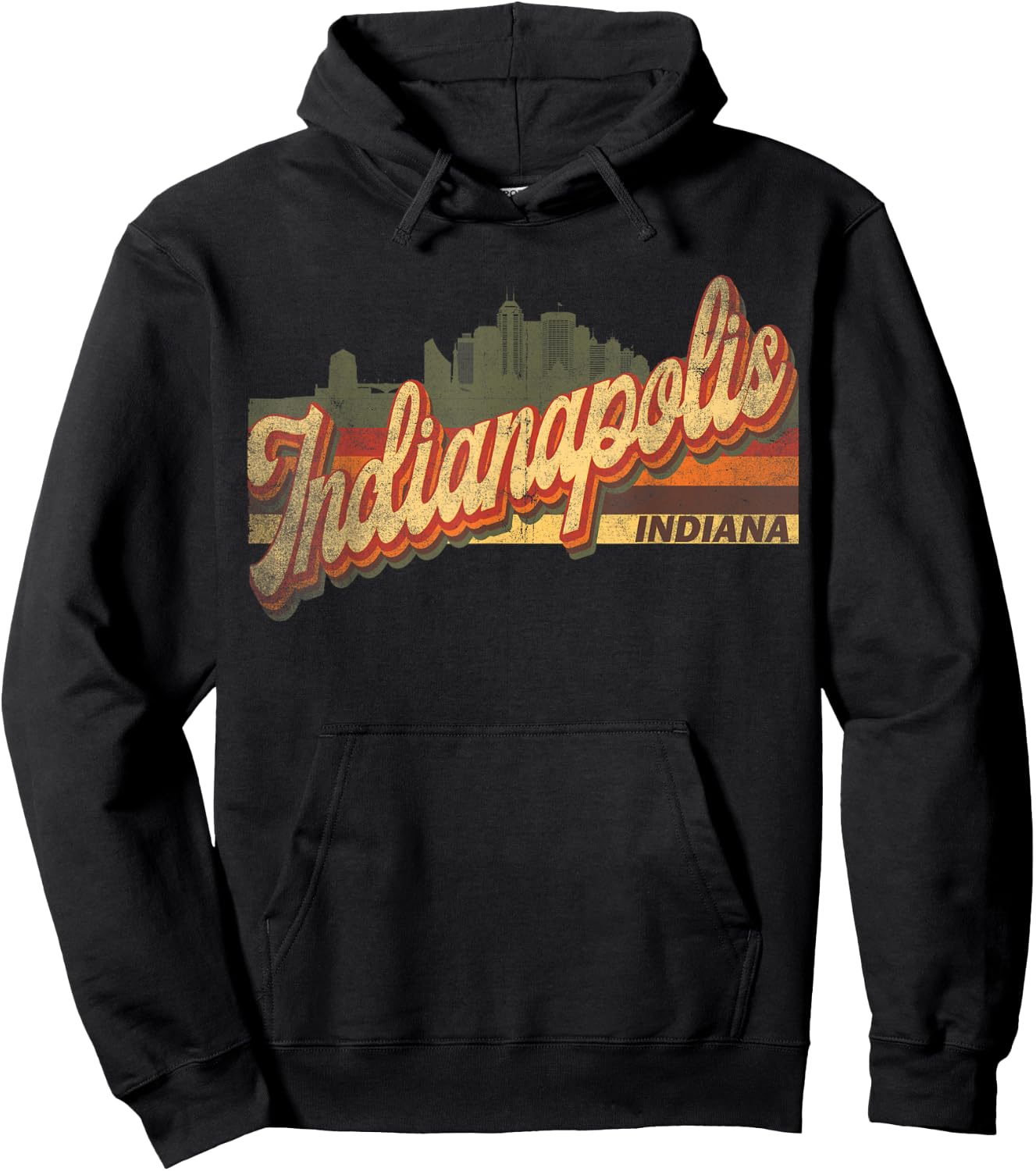 Indianapolis, Indiana Retro Vintage 70s 80s Distressed Hoodie - Hoodie | Black