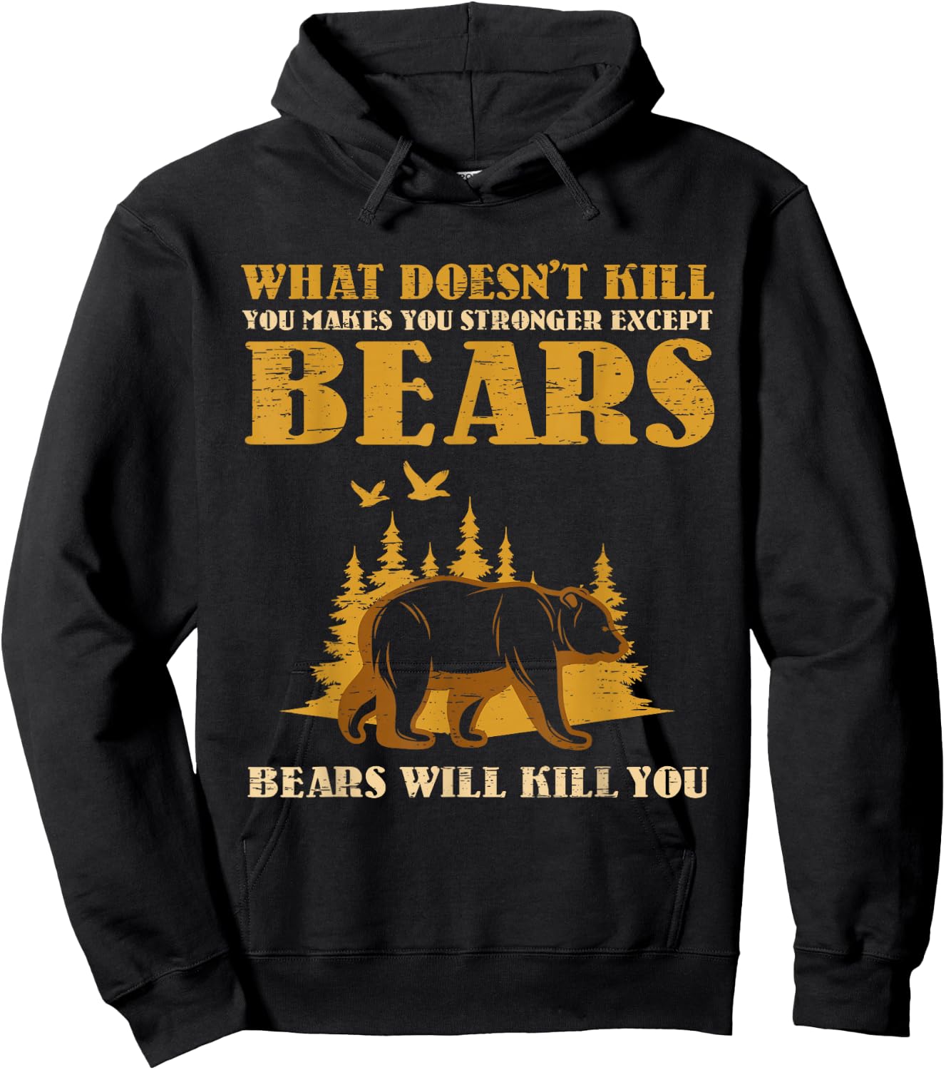 What Doesn't Kill You Makes You Stronger Except Bears Kill Hoodie - Hoodie | Black