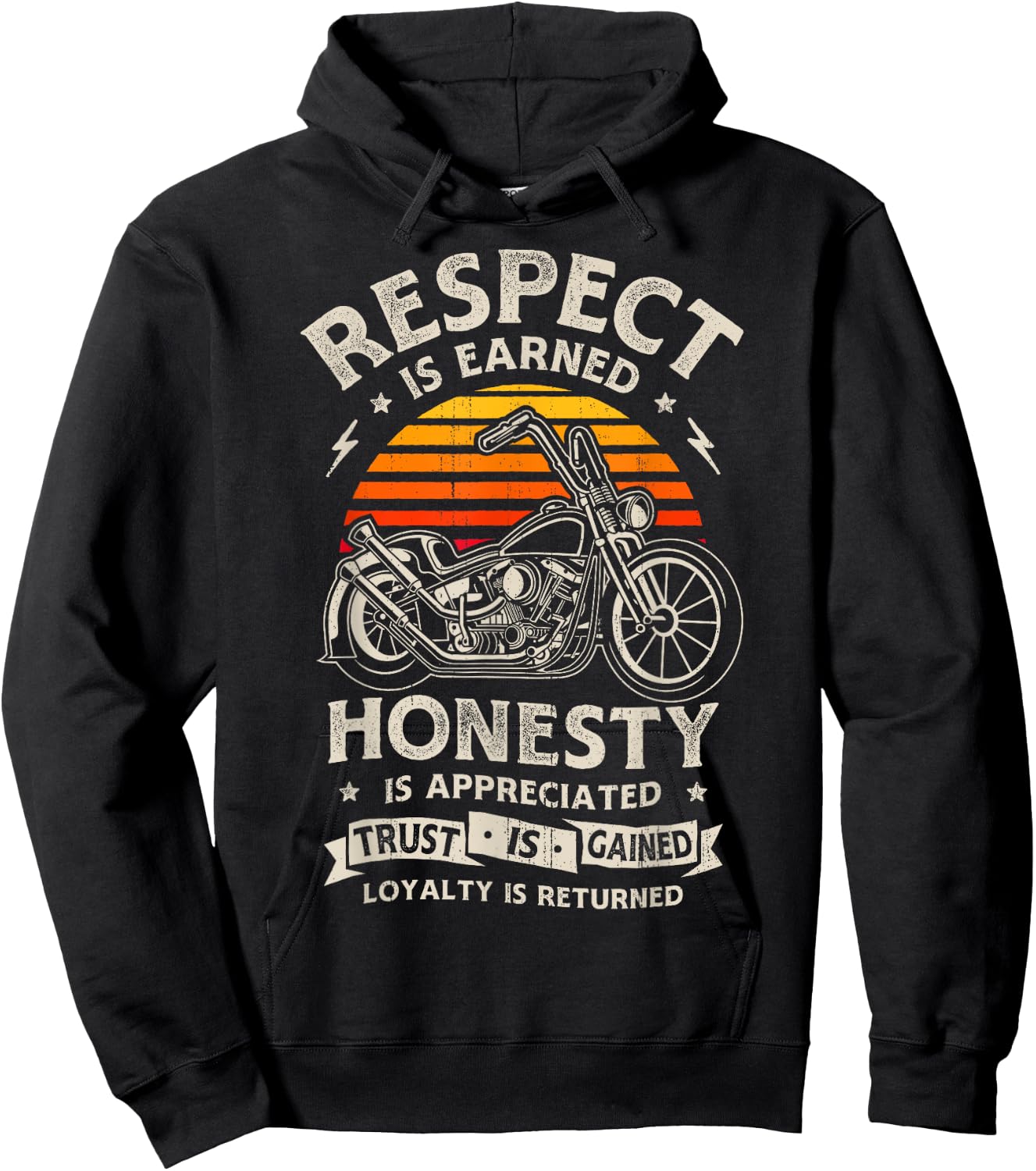 Biker Respect Honesty Trust Loyalty Retro Motorcycle Bike Hoodie - Hoodie | Black