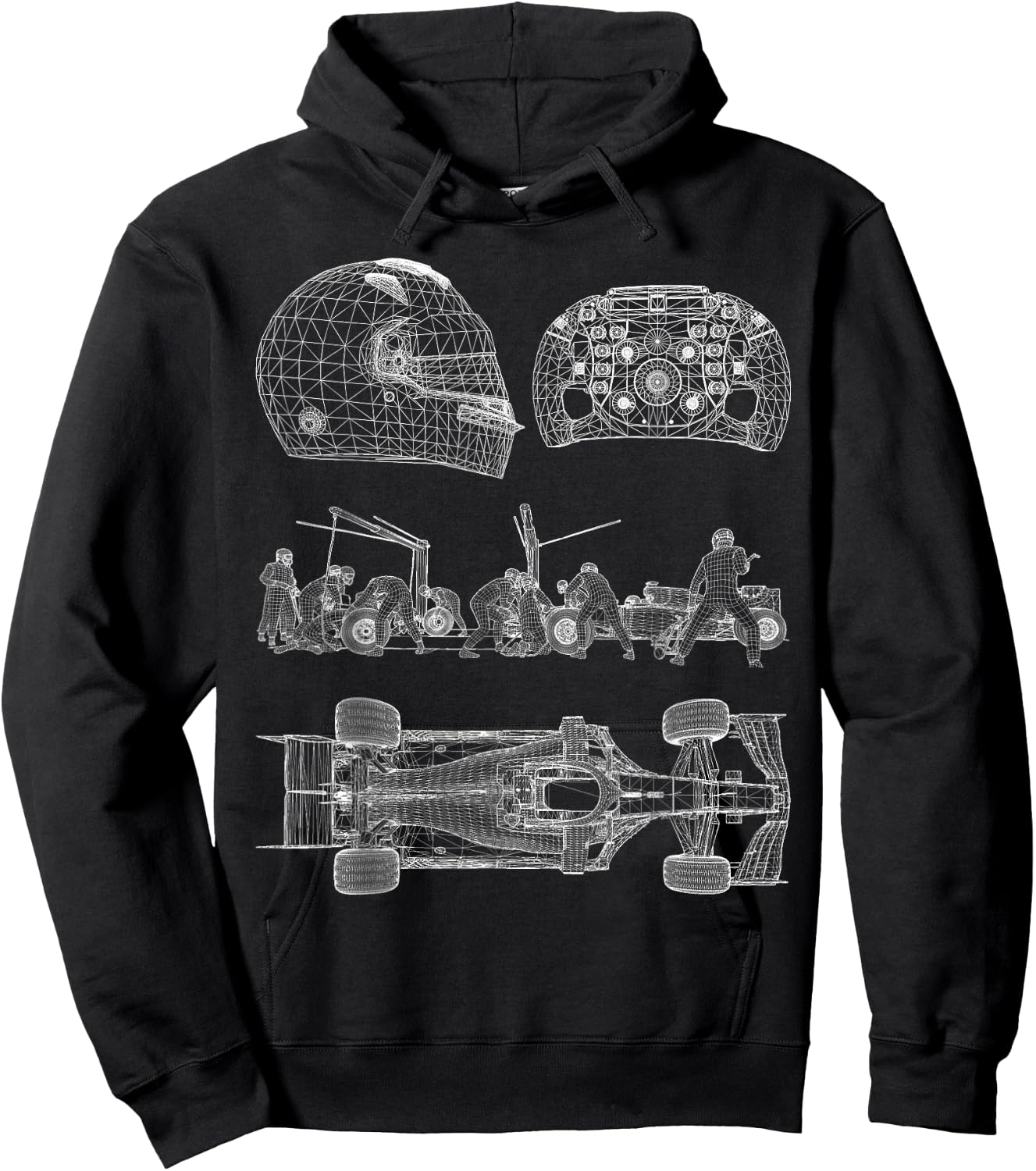Blueprint Racing car Formula top driver wheel team helmet w Hoodie - Hoodie | Black