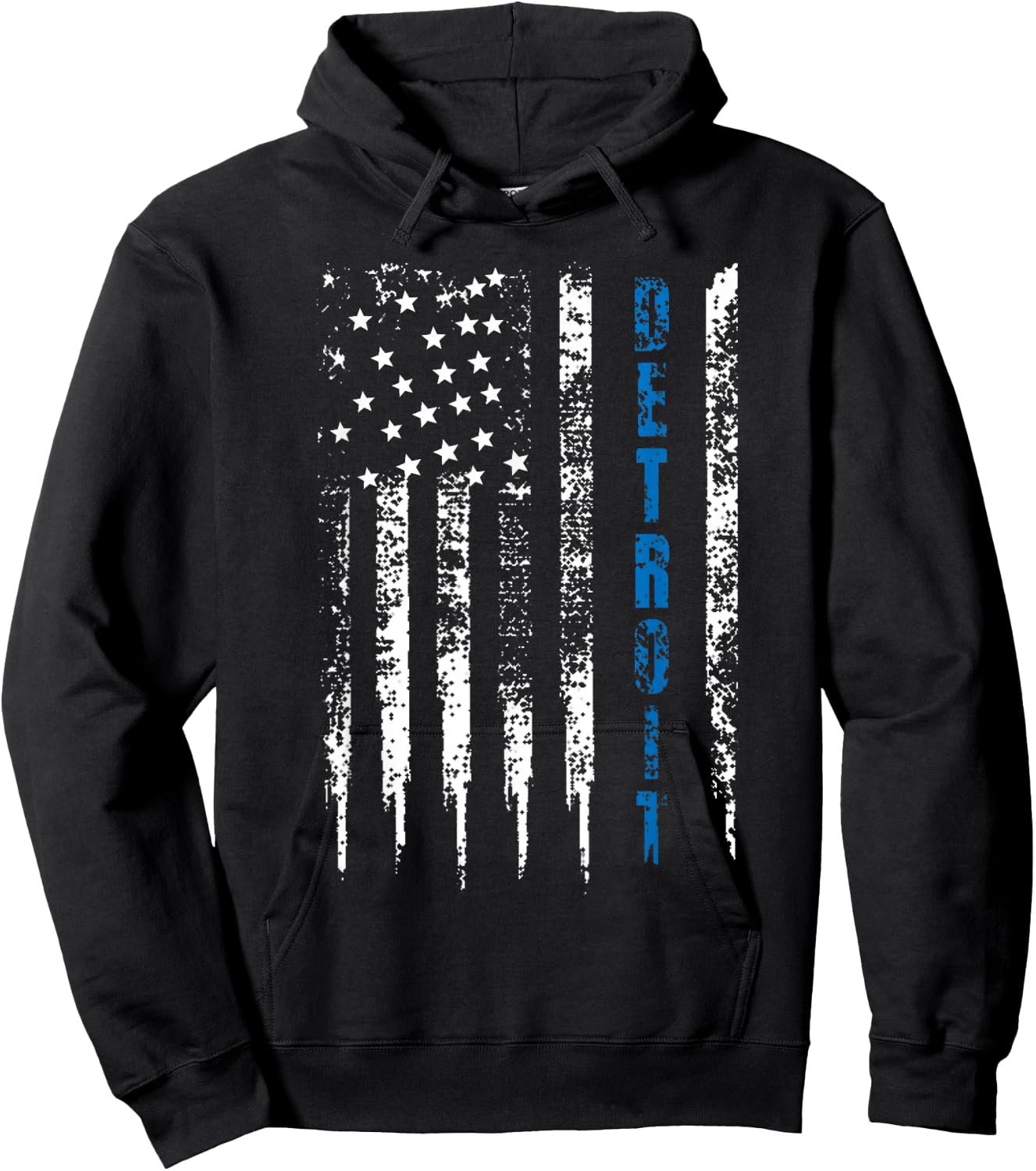 Thin Line Blue Detroit Distressed National Police Week Hoodie - Hoodie | Black