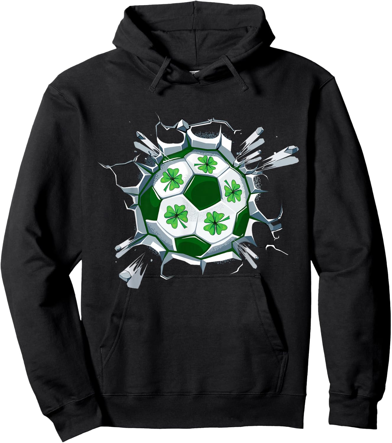 Soccer St Patricks Day Leprechaun Shamrock Boys Kids Hoodie - Hoodie | Black