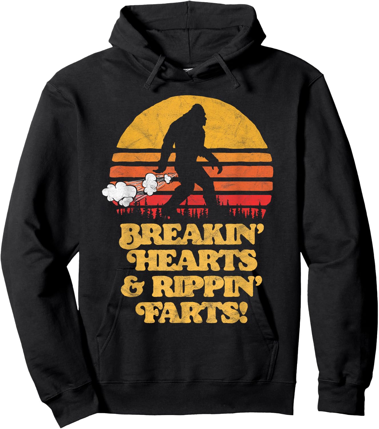 Sasquatch Breakin Hearts & Rippin Farts! Funny Bigfoot Sun Hoodie - Hoodie | Black
